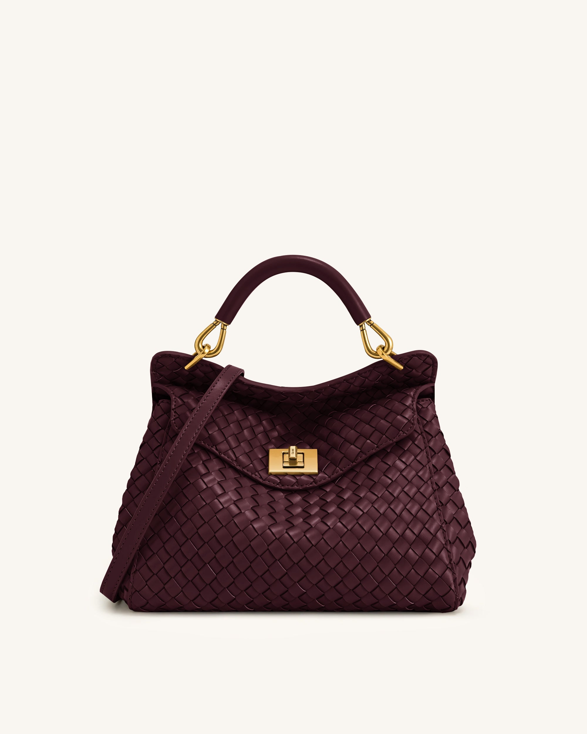 Lucia Classic Woven Top Handle Bag - Dark Burgundy | JW PEI