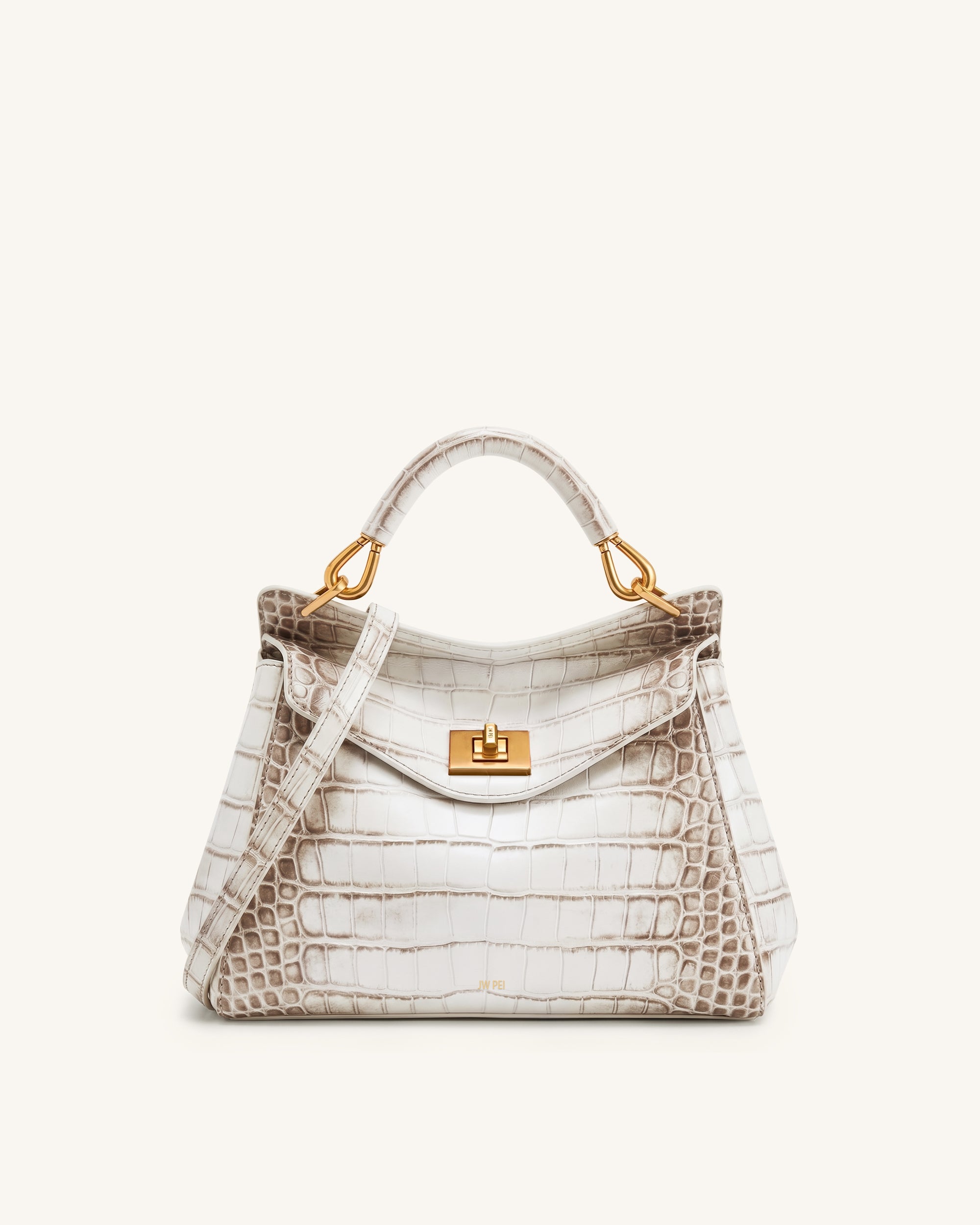 Lucia Classic Top Handle Bag - Off White Croc