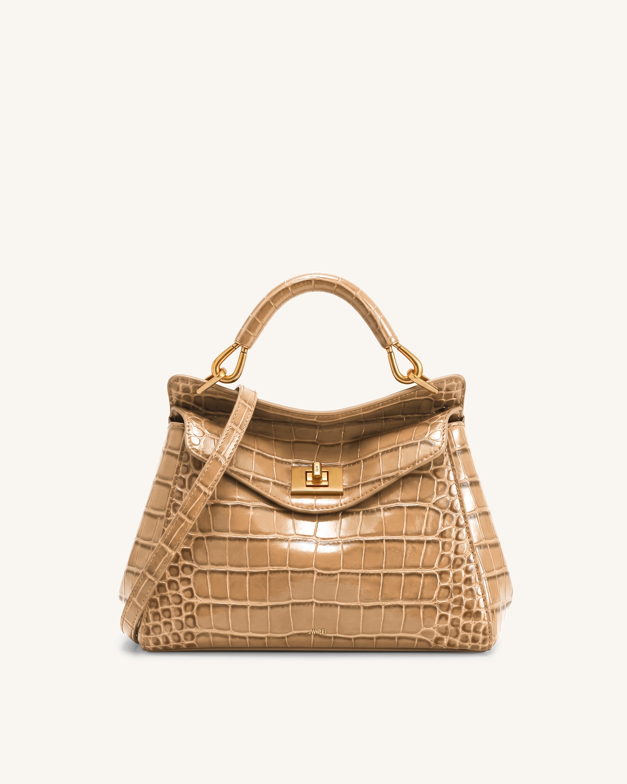 Lucia Classic Top Handle Bag - Brown Croc