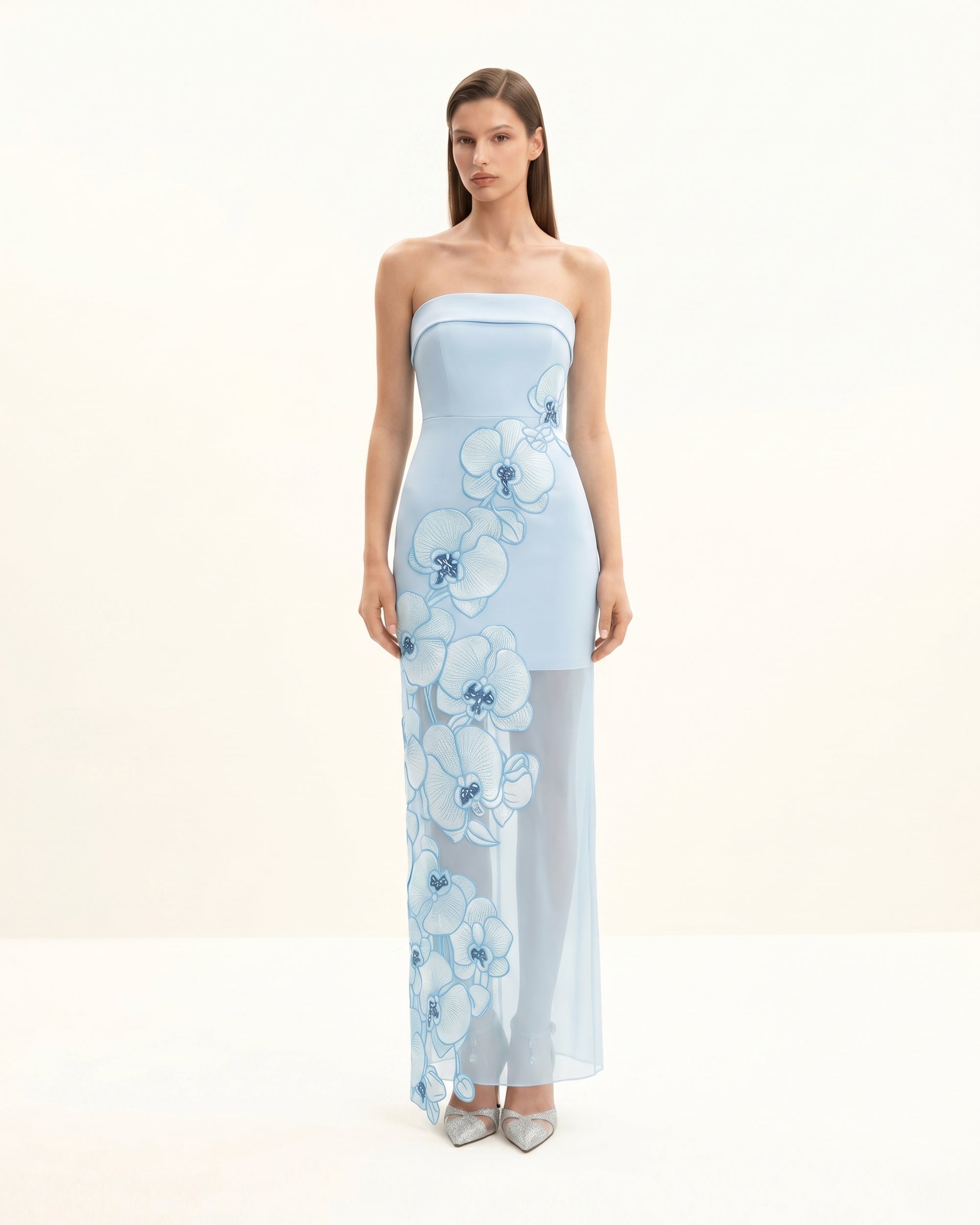 Orchid Embroidered Dress - Light Blue 4