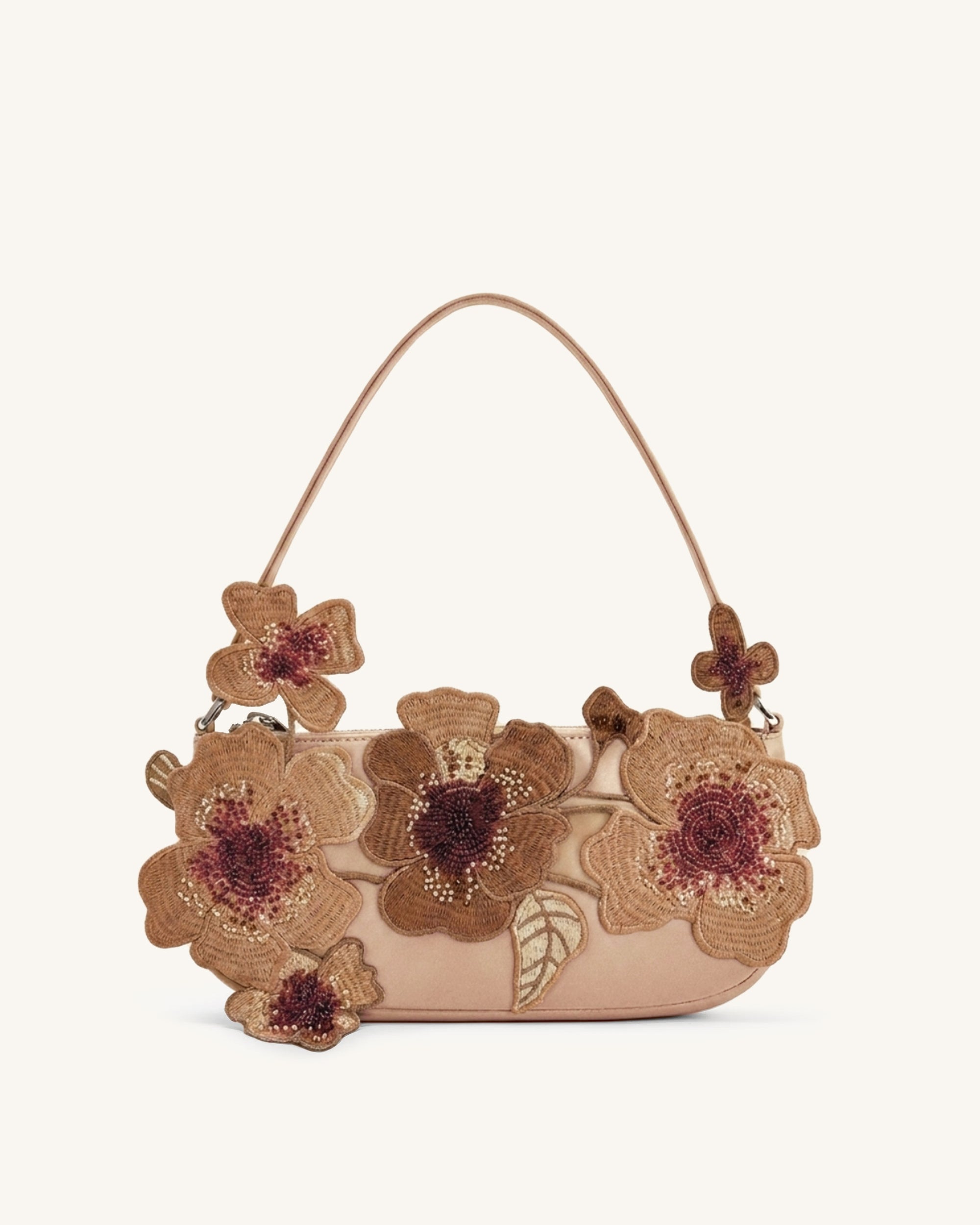 Leona Bead Embellished Shoulder Bag - Brown