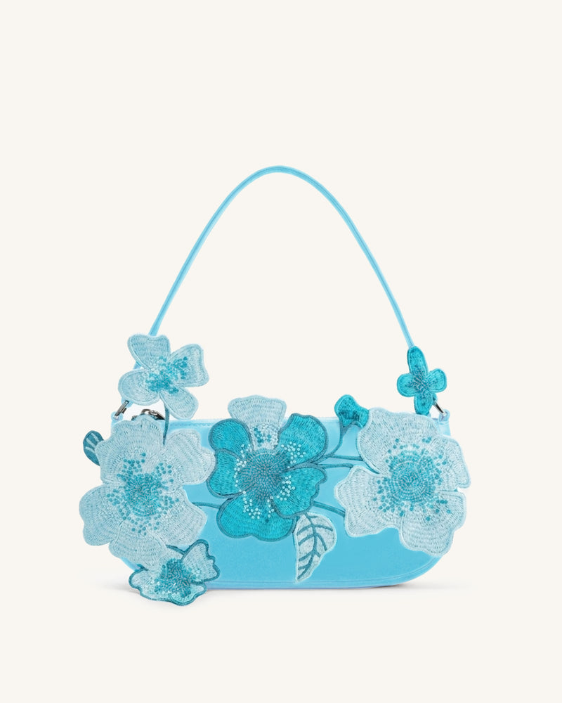 Leona Bead Embellished Shoulder Bag - Blue