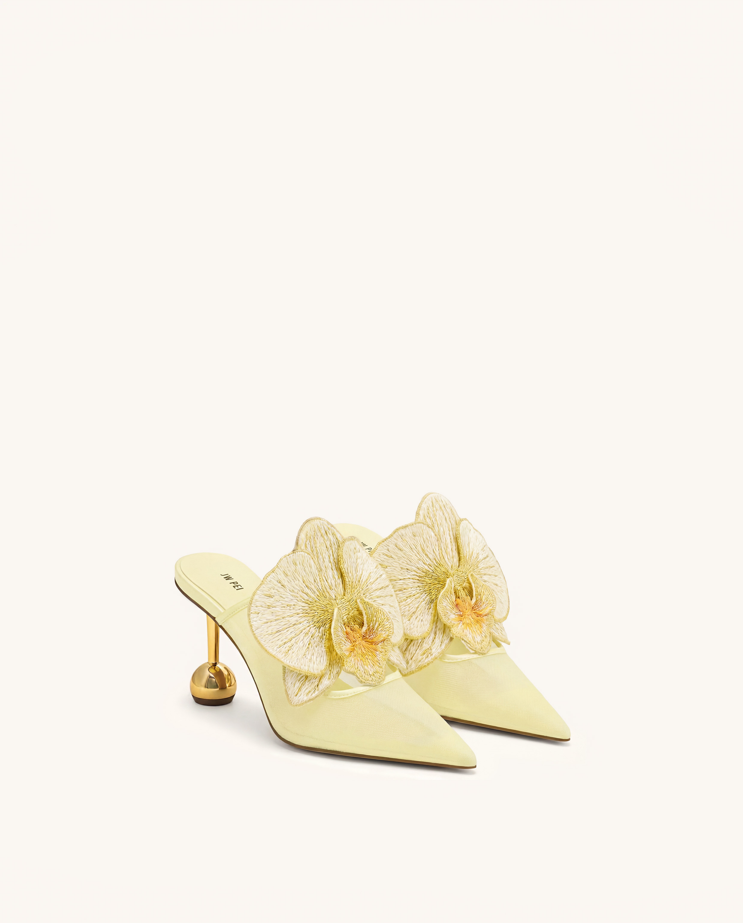 Sofia Orchid Sphere Heel Mules - Butter Yellow