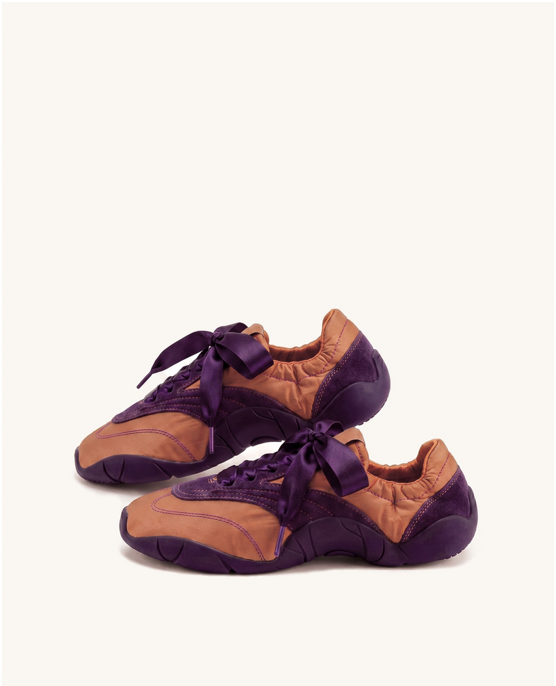 Flavia Ribbon Lace Ballerina Sneakers - Rust Purple