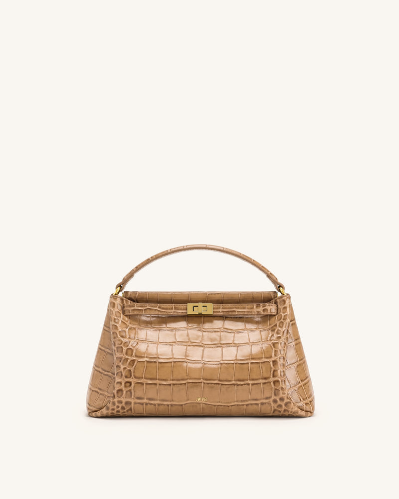 Carmen Top Handle Bag - Khaki Croc