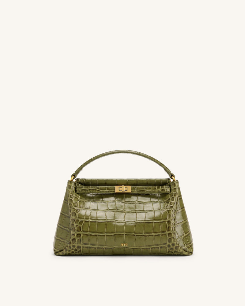 Carmen Top Handle Bag - Green Croc