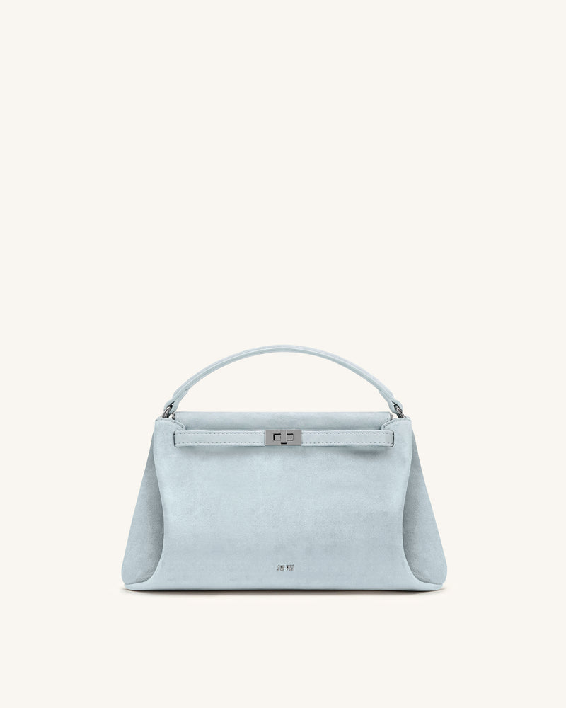 Carmen Faux Suede Top Handle Bag - Blue
