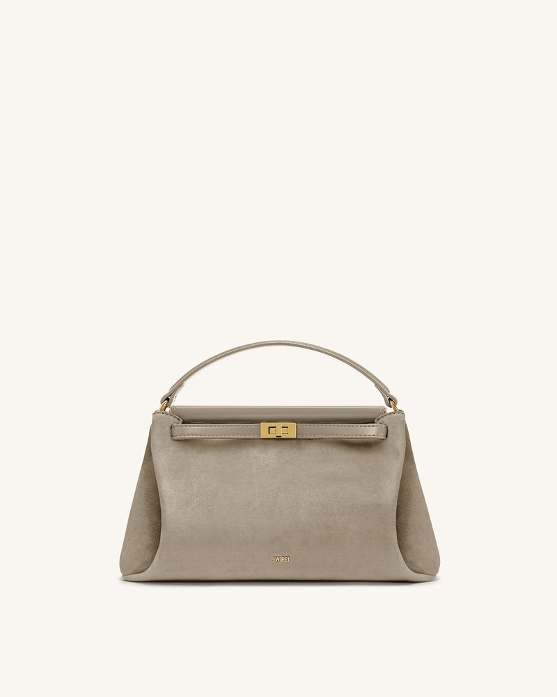Carmen Faux Suede Top Handle Bag - Gray