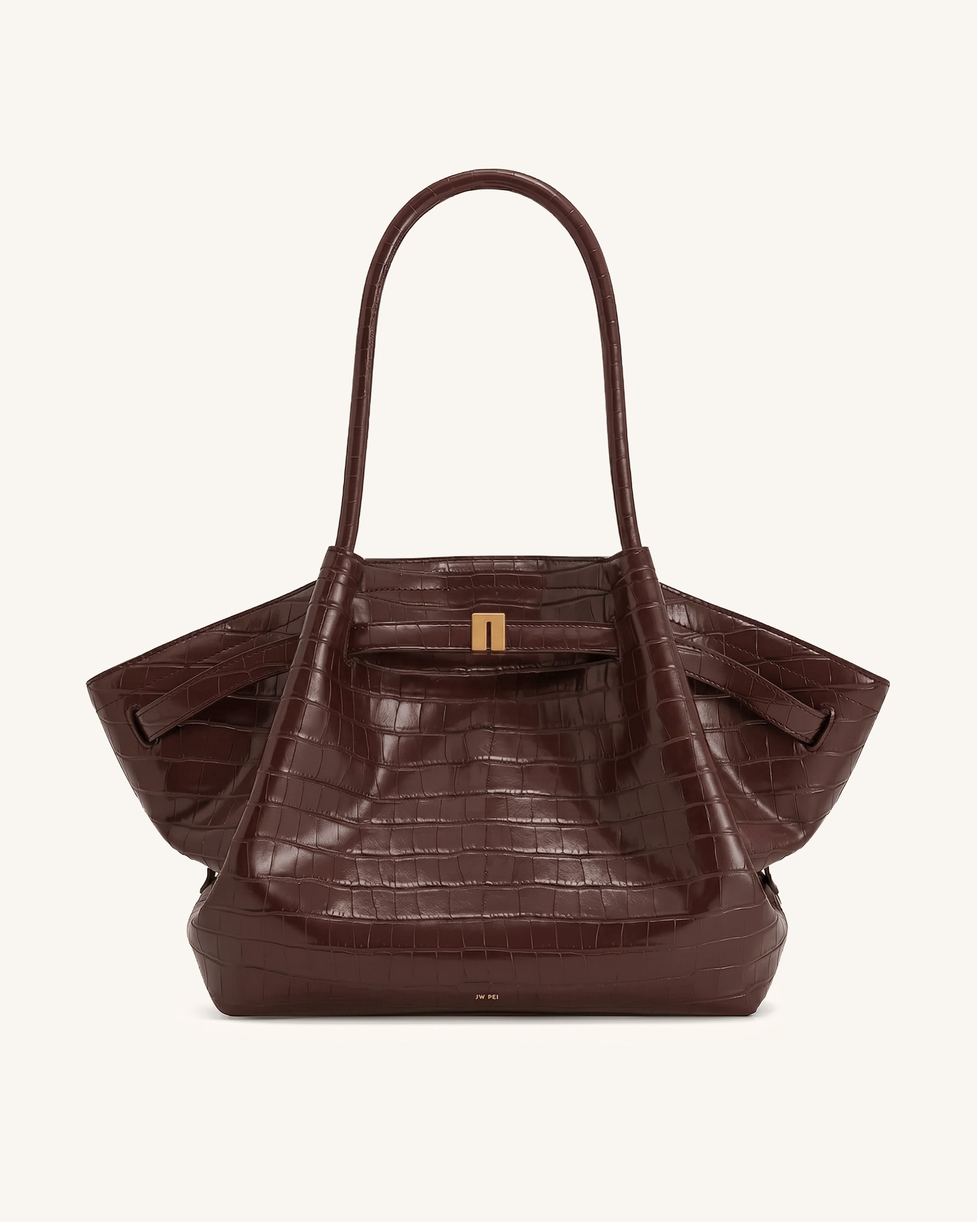 Hana Large Tote Bag - Dark Brown Croc | JW PEI