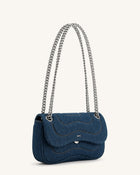 Tina Quilted Chain Crossbody - Blue Denim
