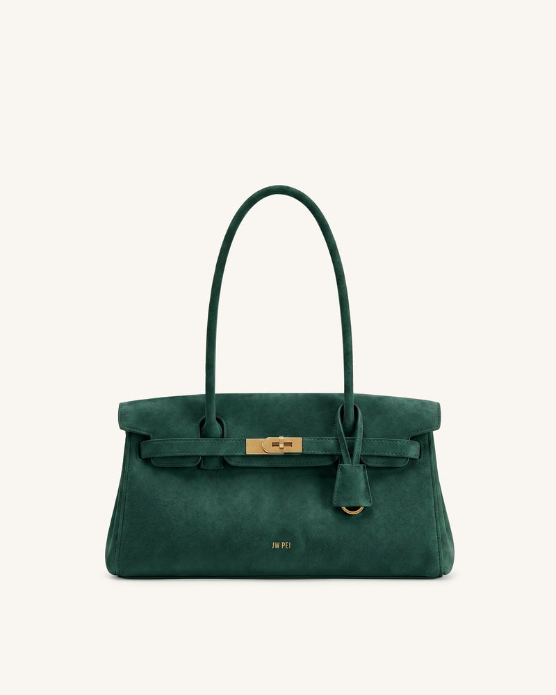 Yara Faux Suede Shoulder Bag - Green
