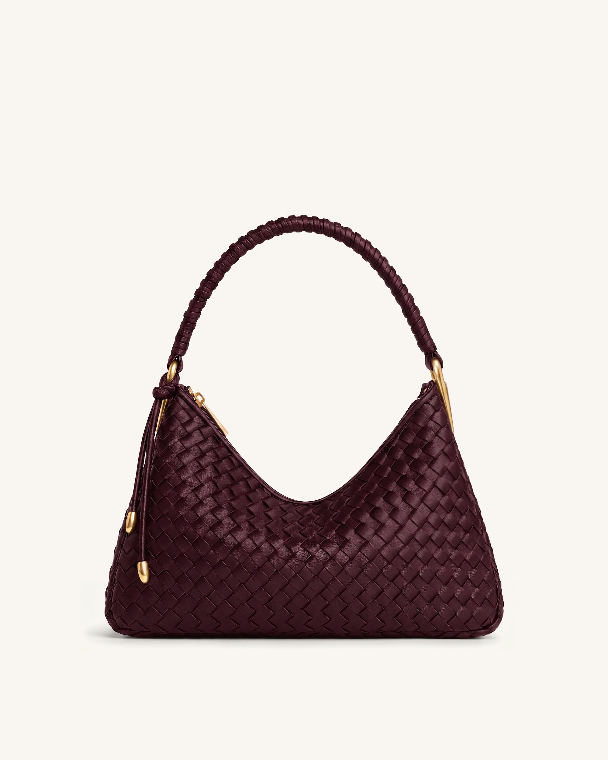 Lorena Woven Shoulder Bag - Burgundy