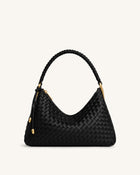 Lorena Woven Shoulder Bag - Black