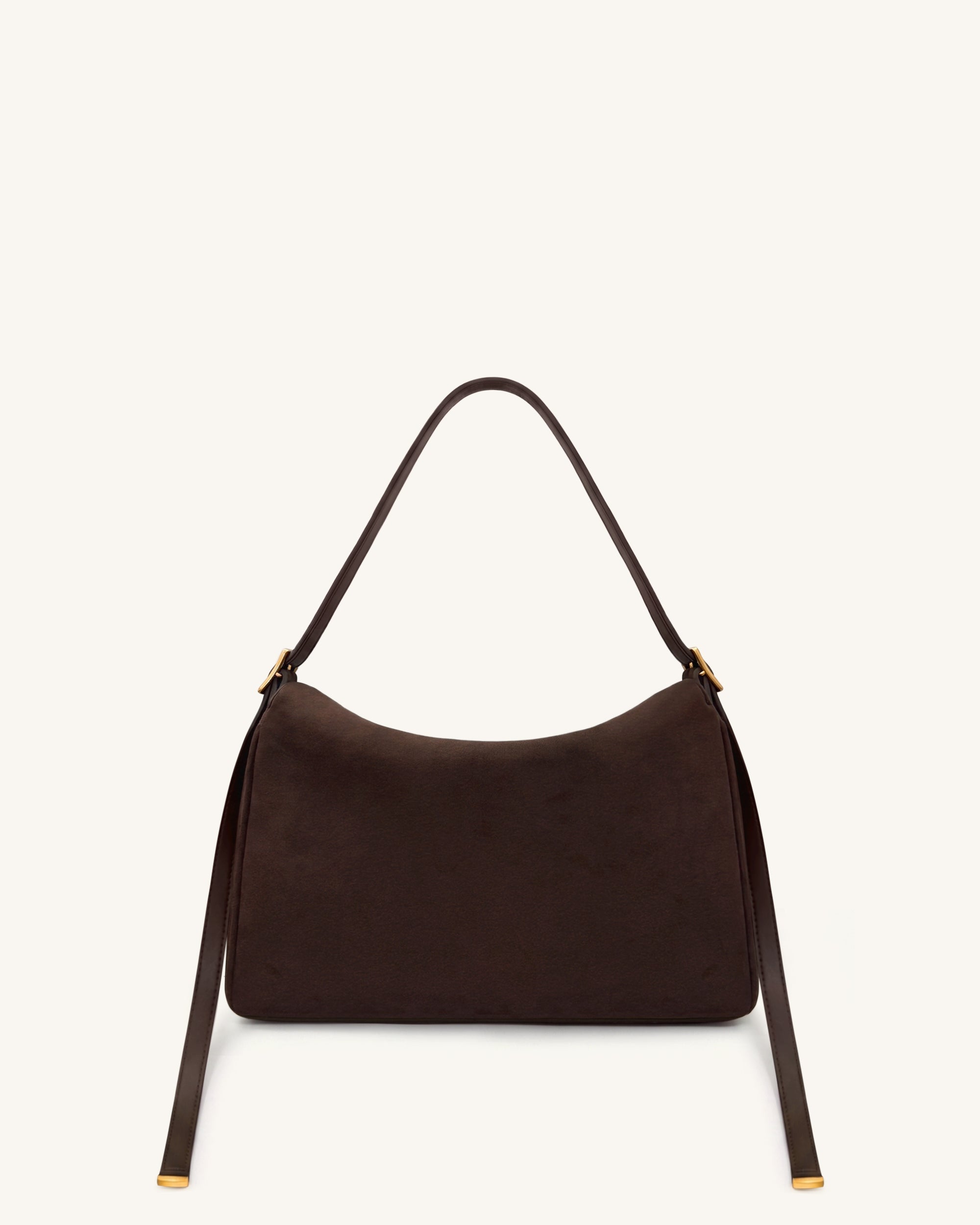 Elowen Faux Suede Flap Shoulder Bag - Dark Brown | JW PEI
