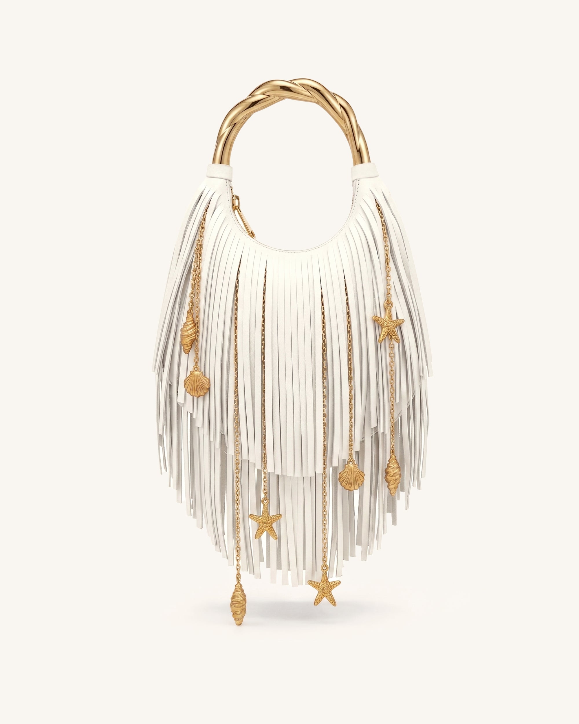 Chloe Metal Handle Fringe Top Handbag - Off White | JW PEI