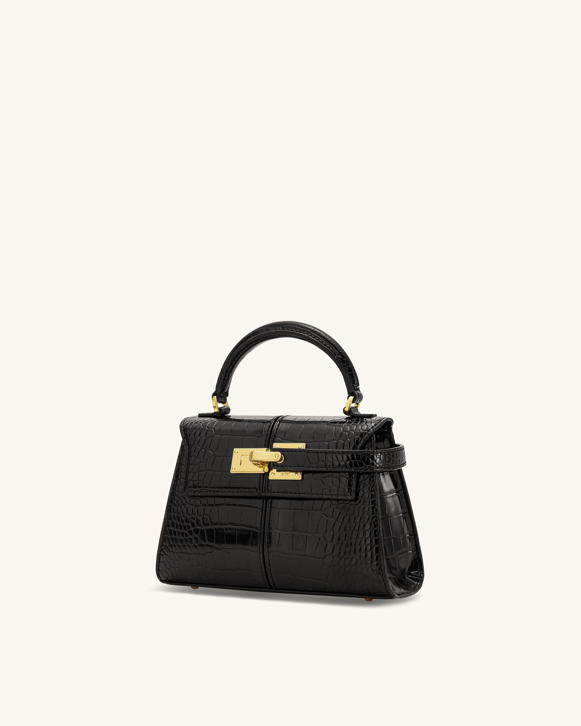 Elise Top Handle Bag - Black Croc | JW PEI