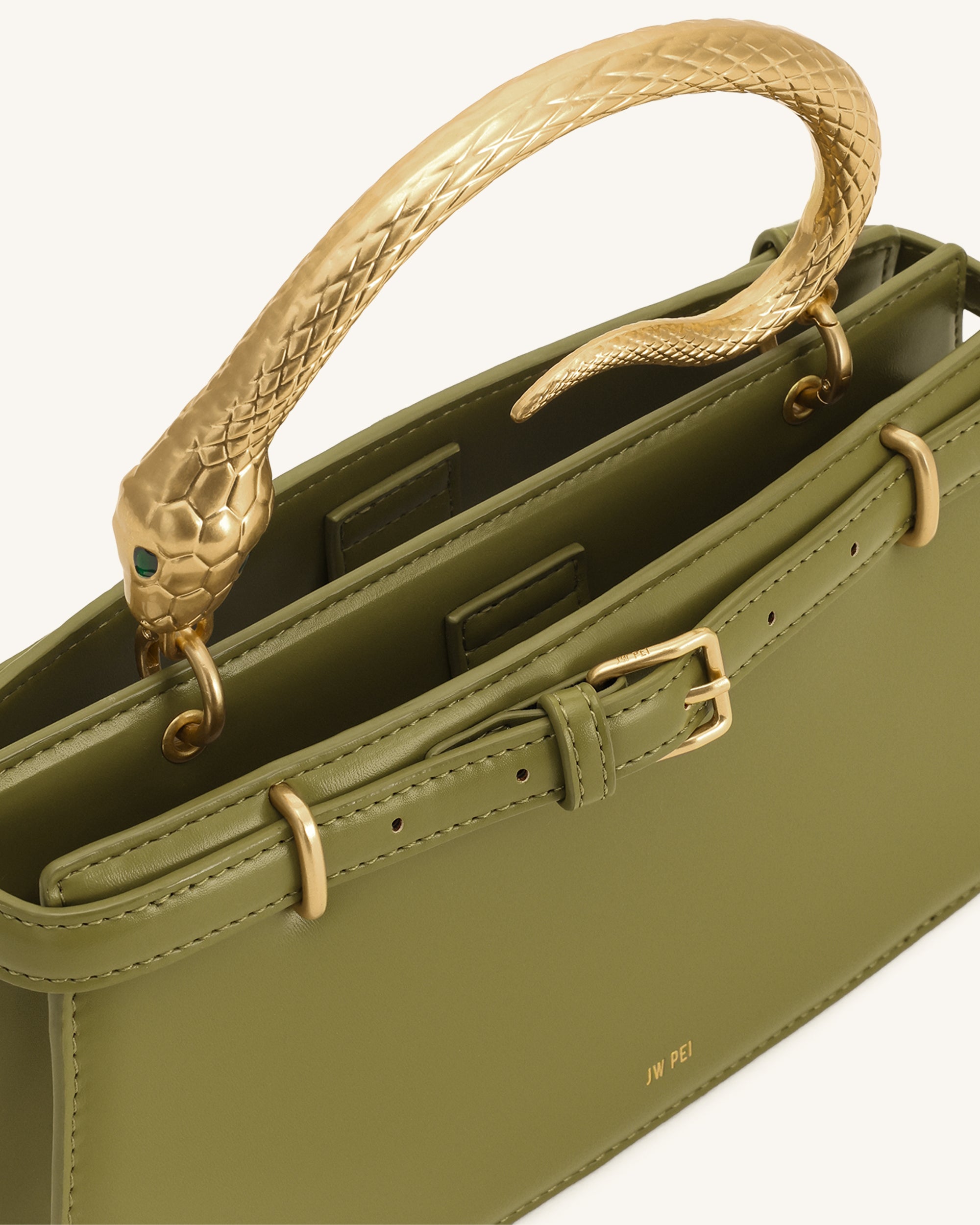 Elena Snake Handle Top Handle Bag - Matcha Green | JW PEI Elena Snake Handle Top Handle Bag - Matcha Green | JW PEI