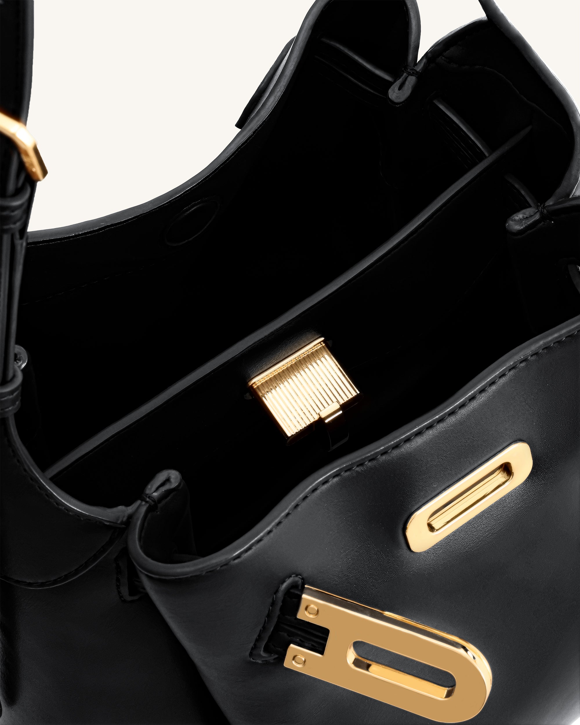 Charlene Double Buckle Hobo Bag - Black | JW PEI