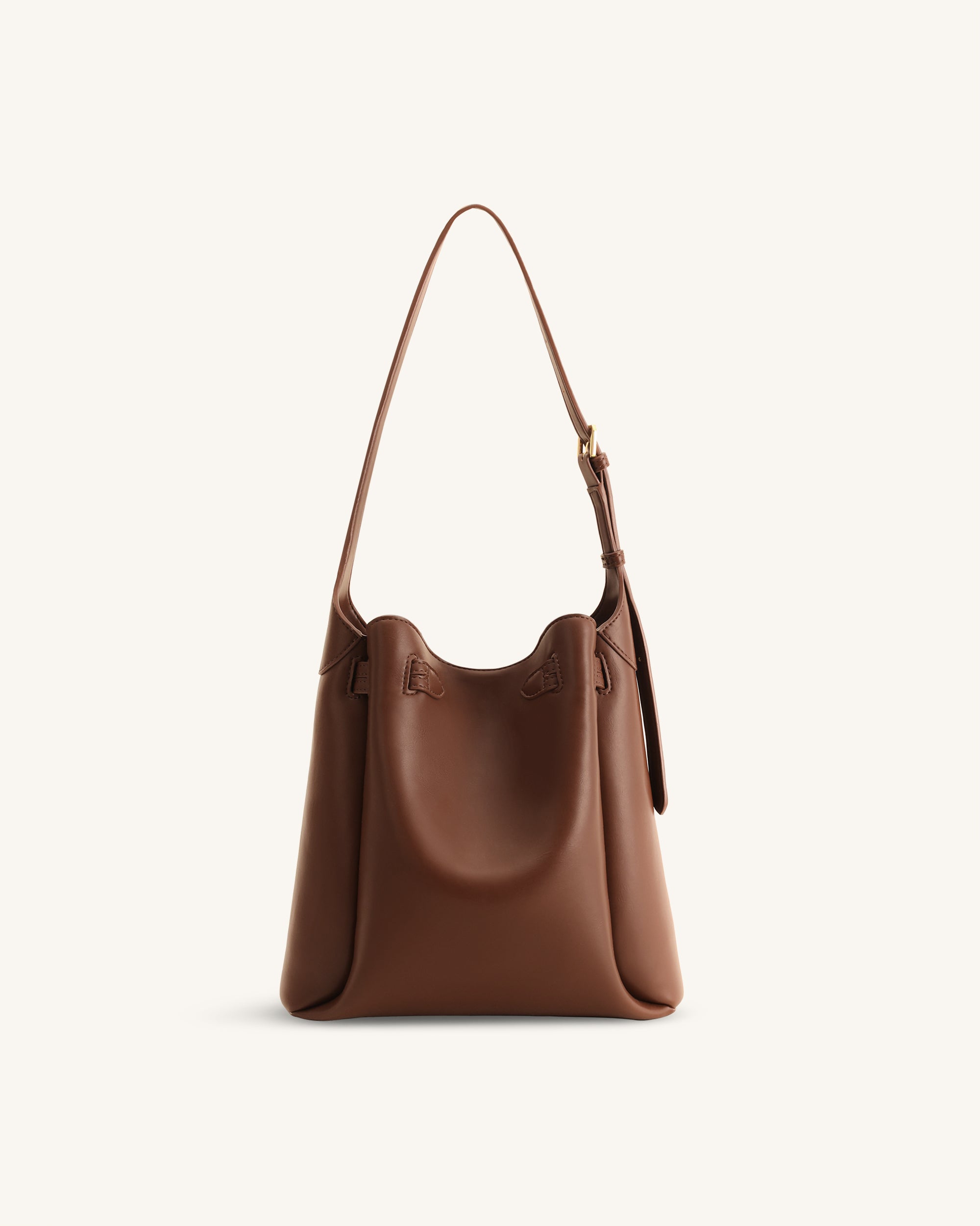 Charlene Double Buckle Hobo Bag - Brown | JW PEI