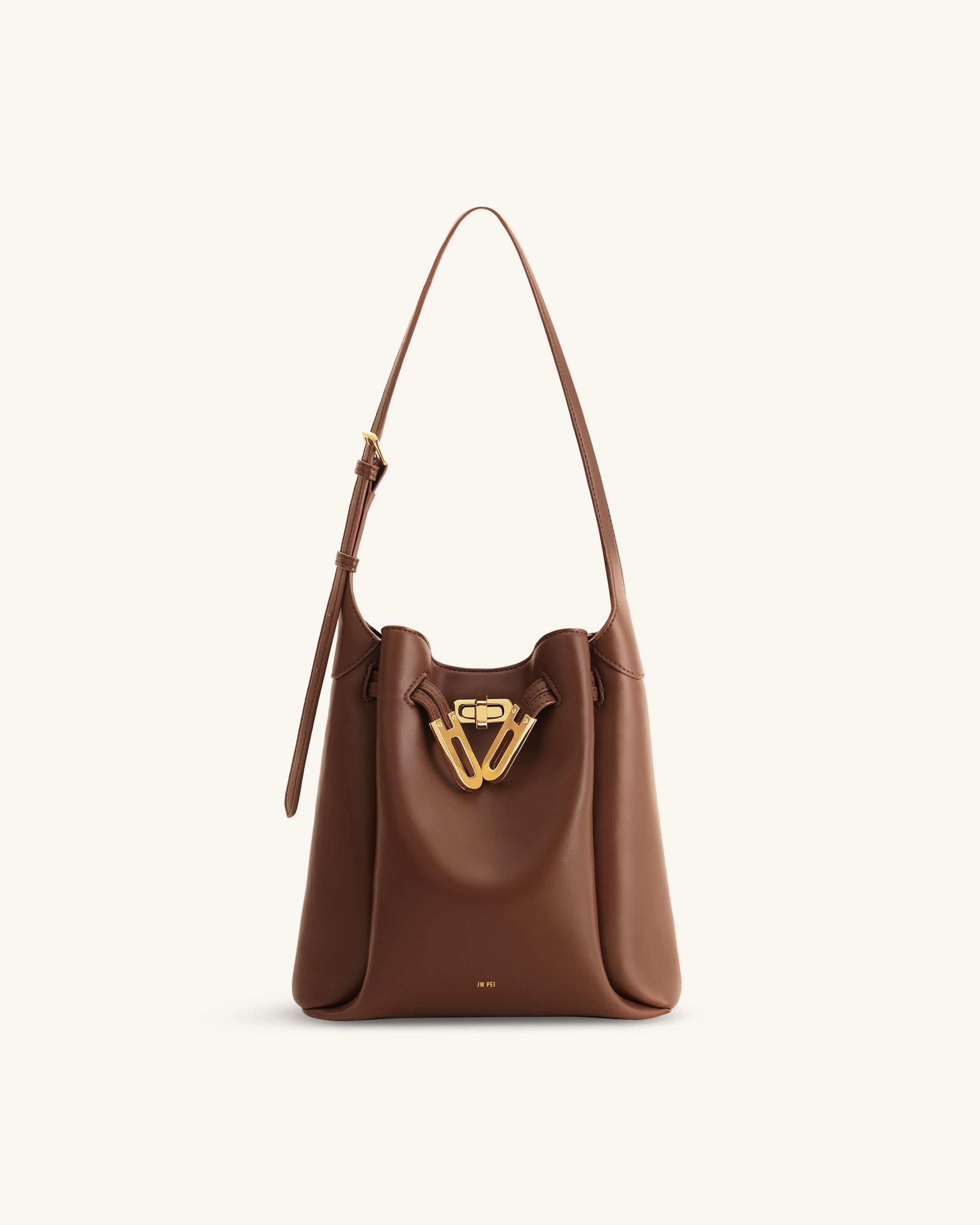 Charlene Double Buckle Hobo Bag - Brown | JW PEI