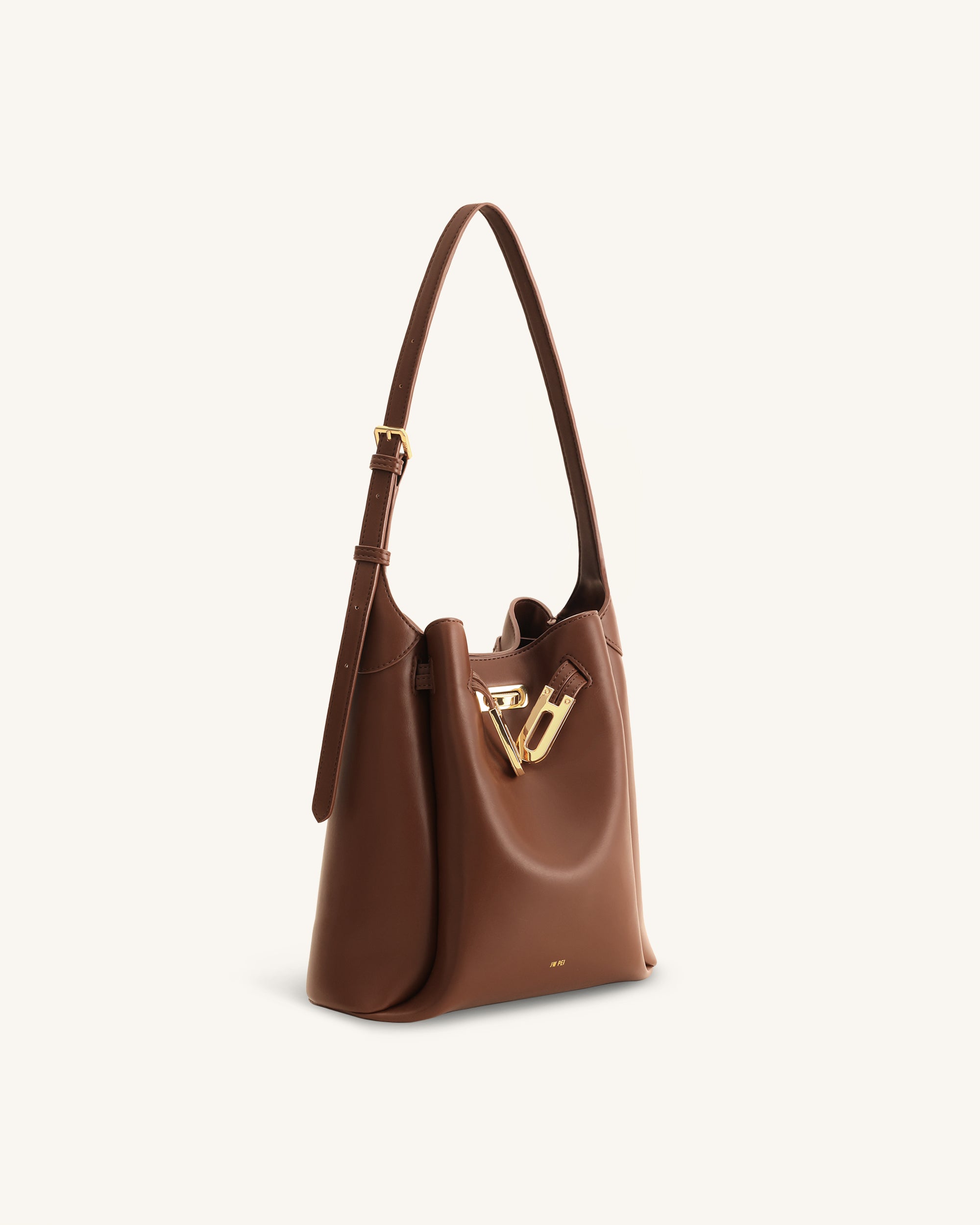 Charlene Double Buckle Hobo Bag - Brown | JW PEI