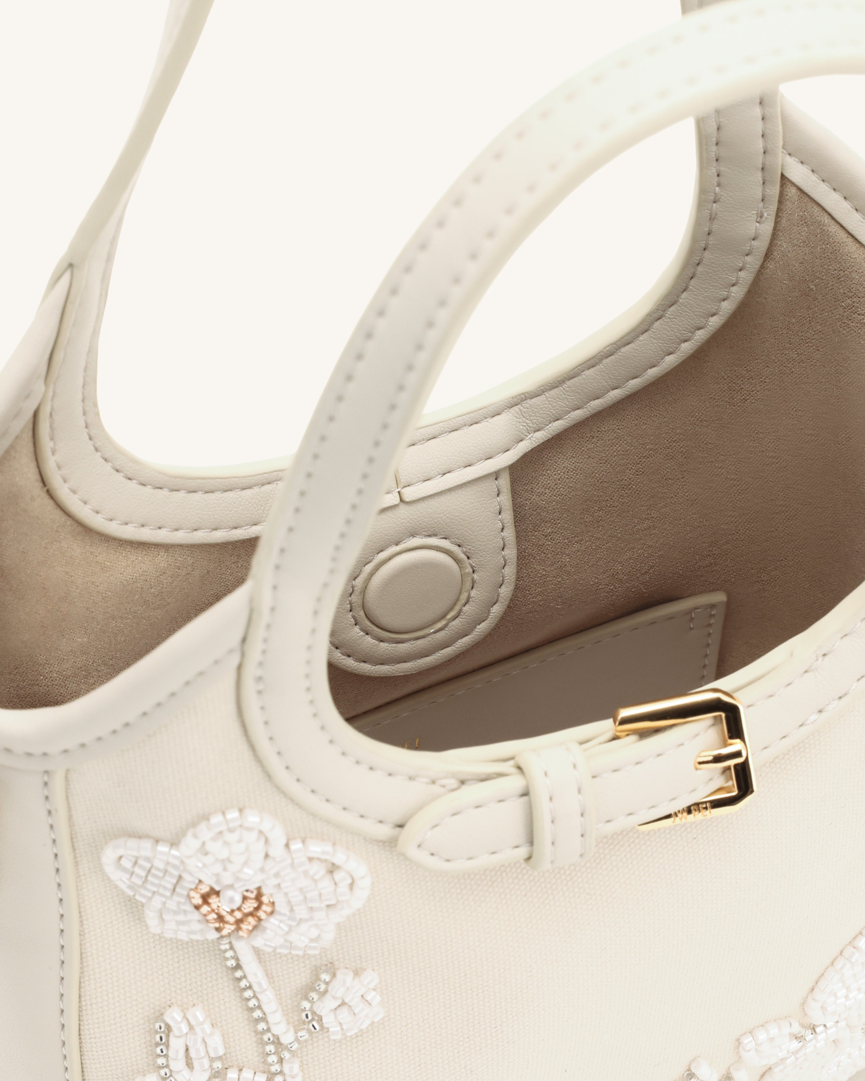 Brooke Mini Belted Embellished Orchid Beaded Top Handle Bag