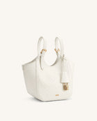 Ines Faux Ostrich Padlock Tote Bag - White