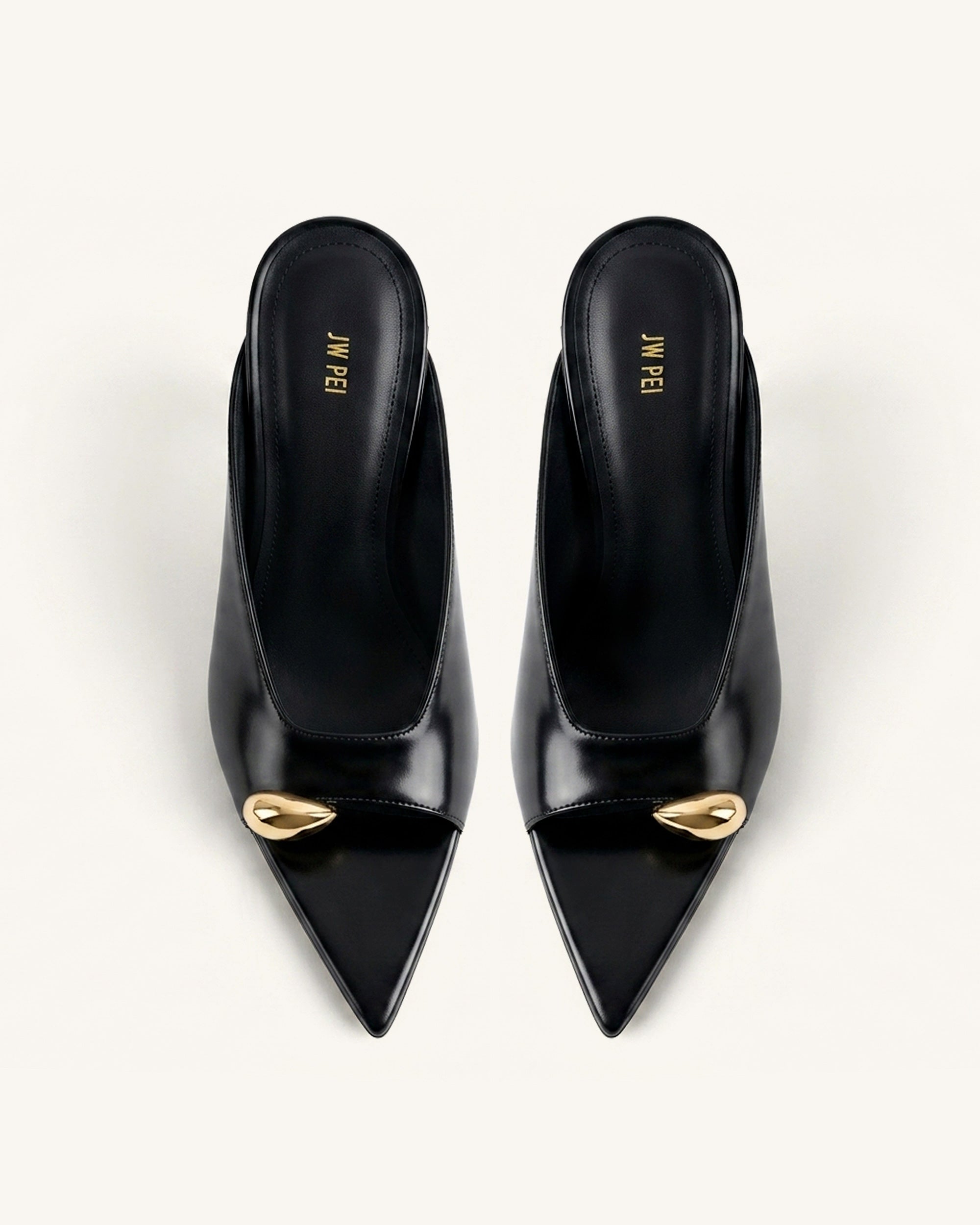 Noemi Pointed-Toe Mule Heels - Black | JW PEI