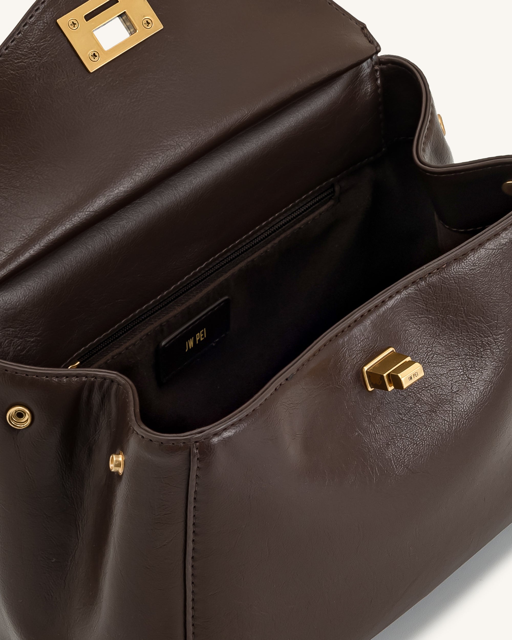 Lucia Classic Top Handbag - Dark Brown | JW PEI