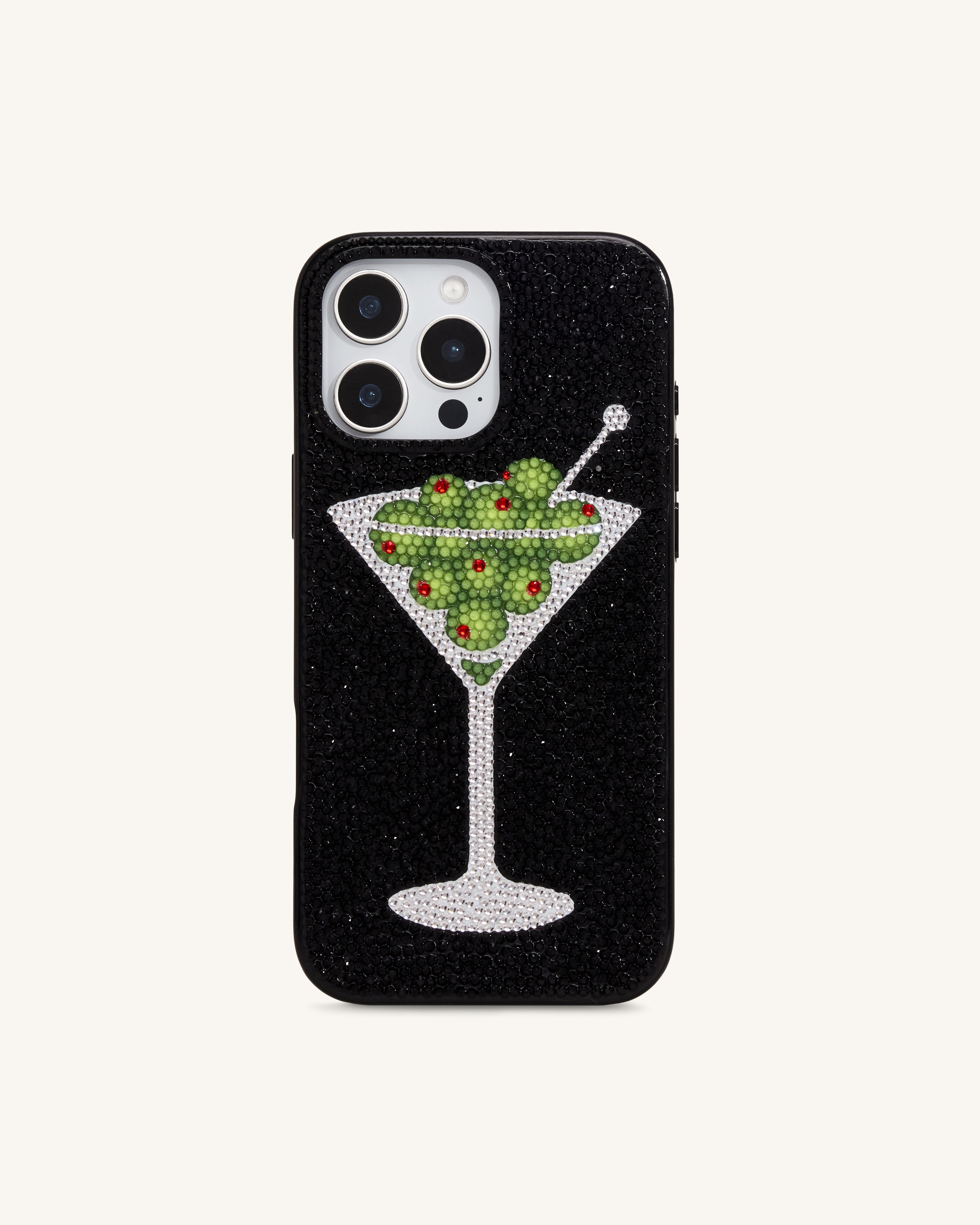 Olive Martini Artificial Crystal Phone Case - Black | JW PEI