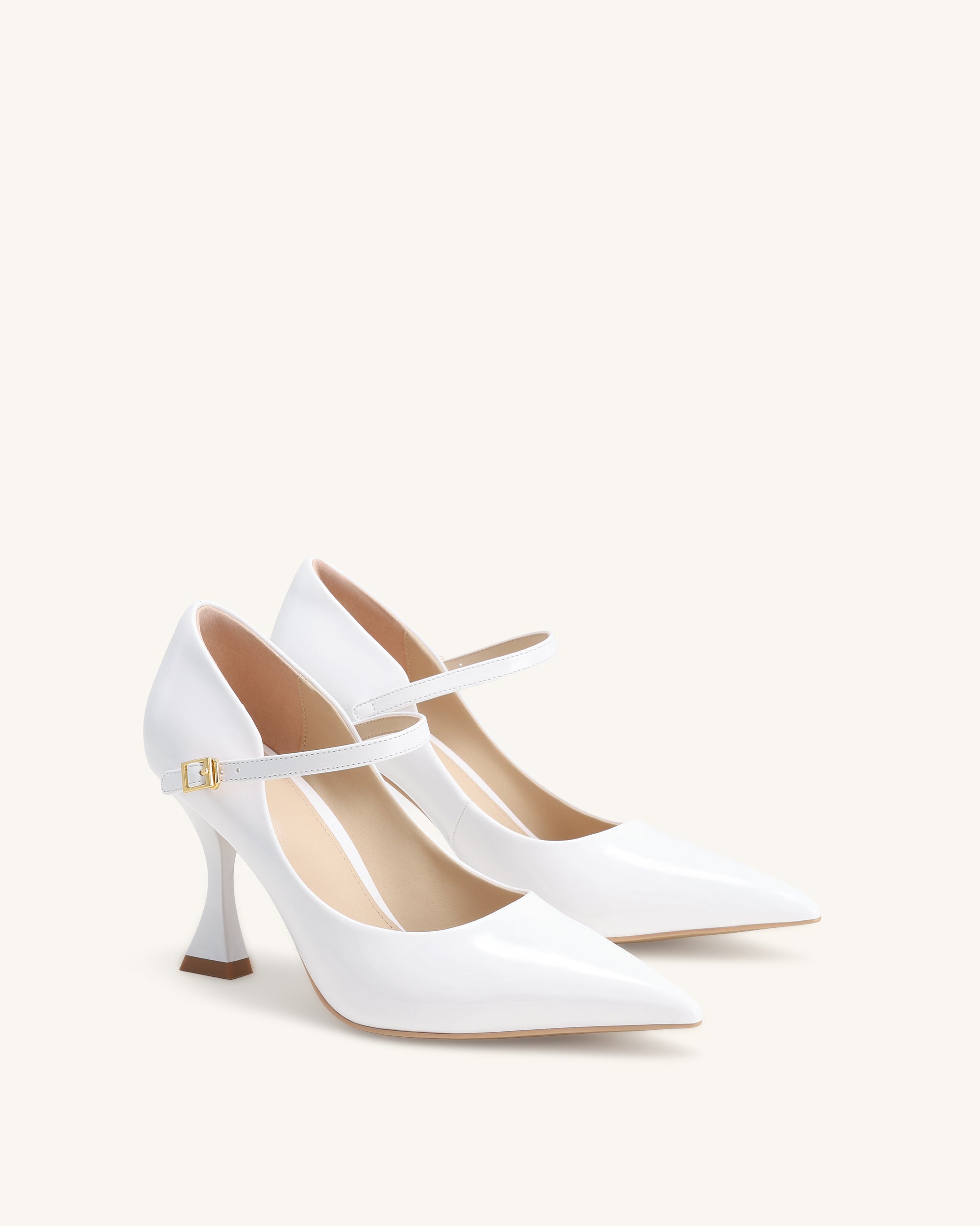 Thalina Patent Leather Pumps - White