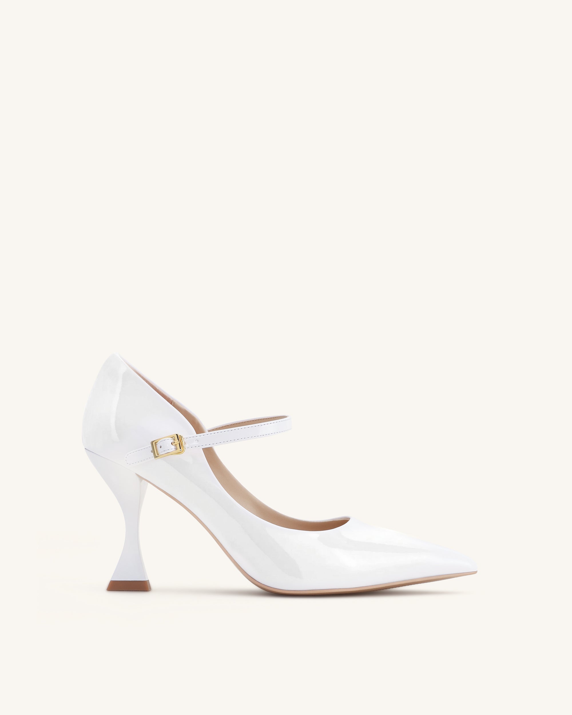 Thalina Patent Leather Pumps - White