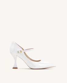 Thalina Patent Leather Pumps - White