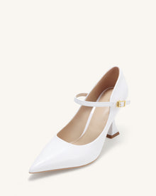 Thalina Patent Leather Pumps - White