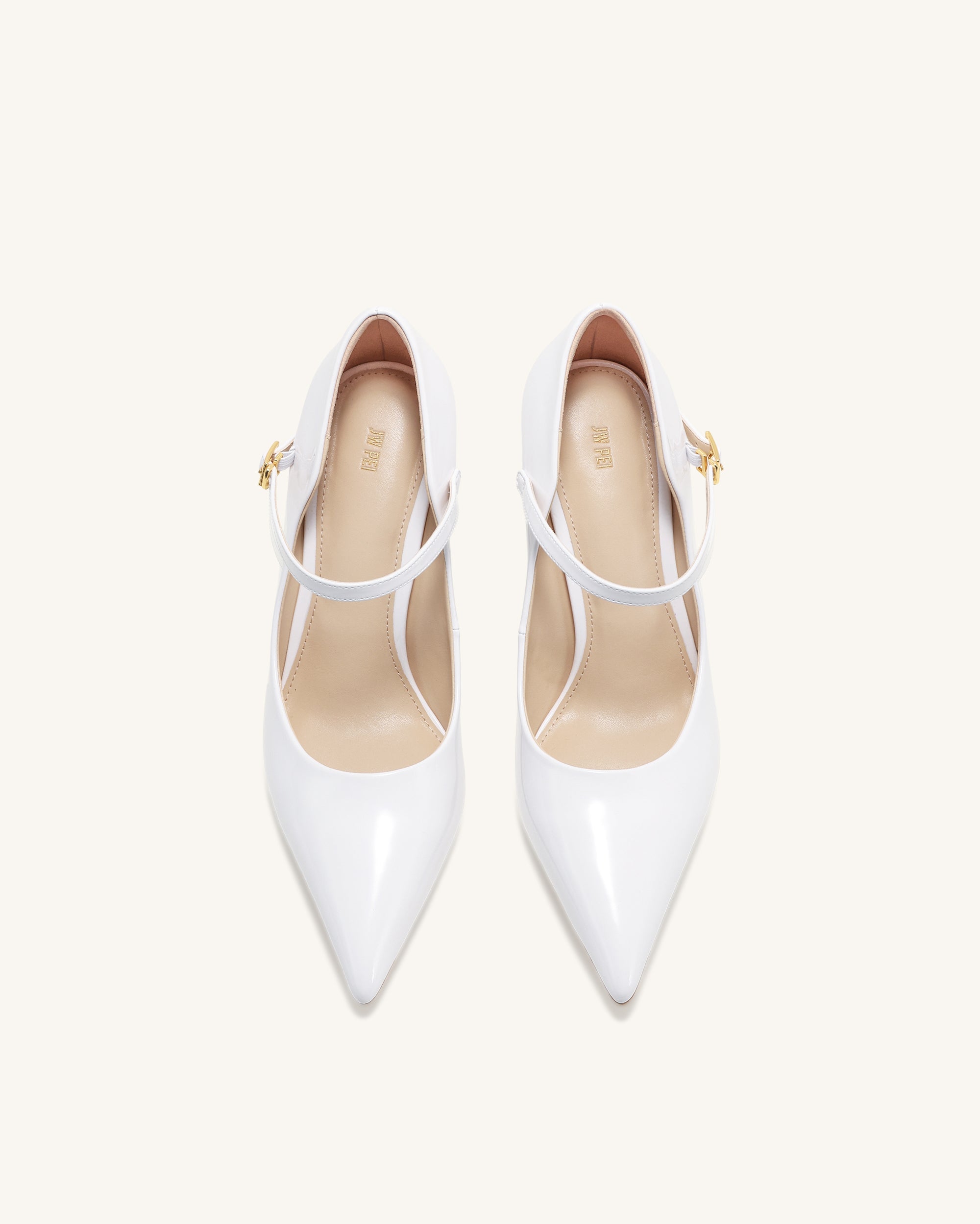 Thalina Patent Leather Pumps - White