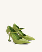 Thalina Snakeskin-Embossed Pumps - Green