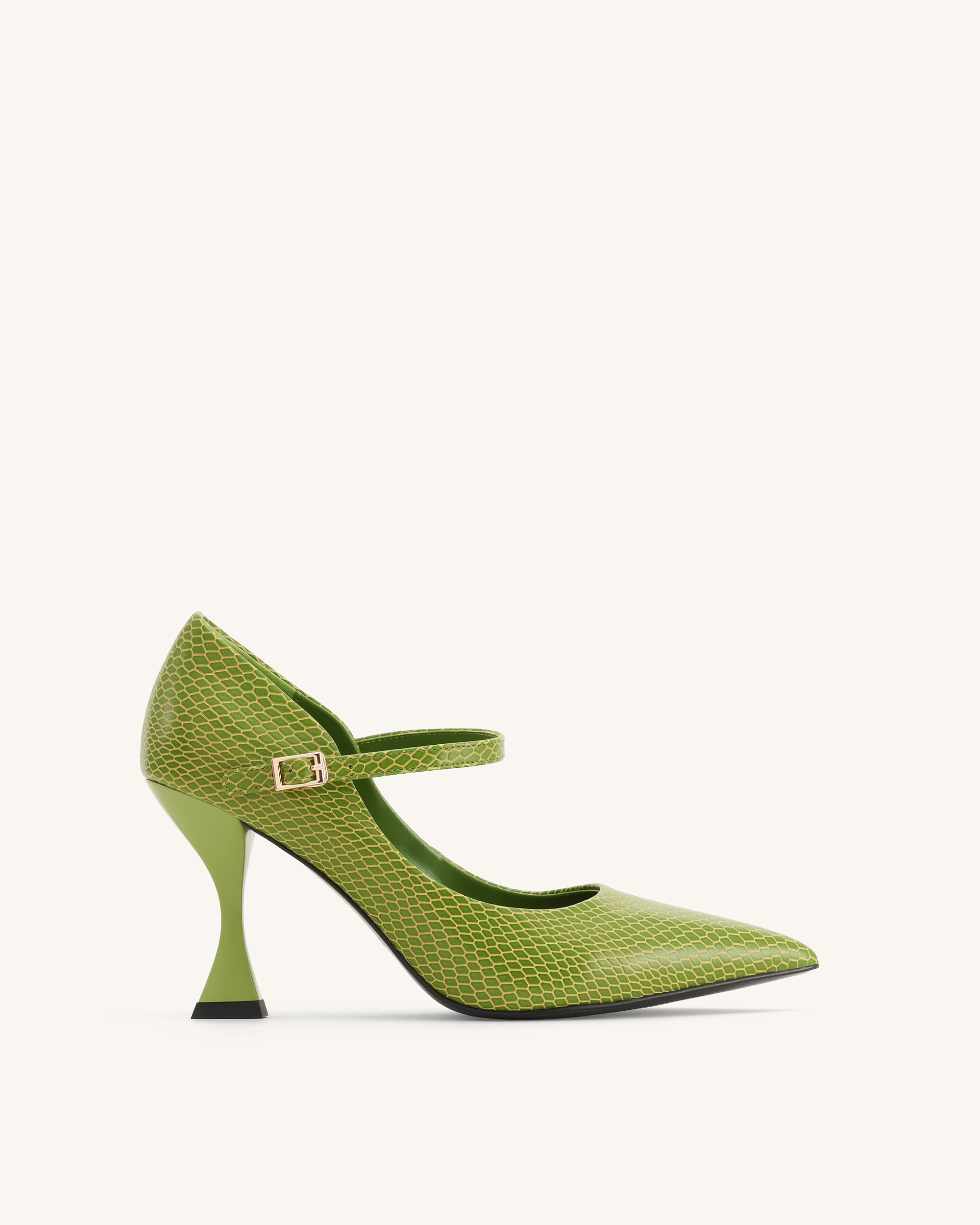 Thalina Snakeskin-Embossed Pumps - Green