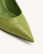 Thalina Snakeskin-Embossed Pumps - Green