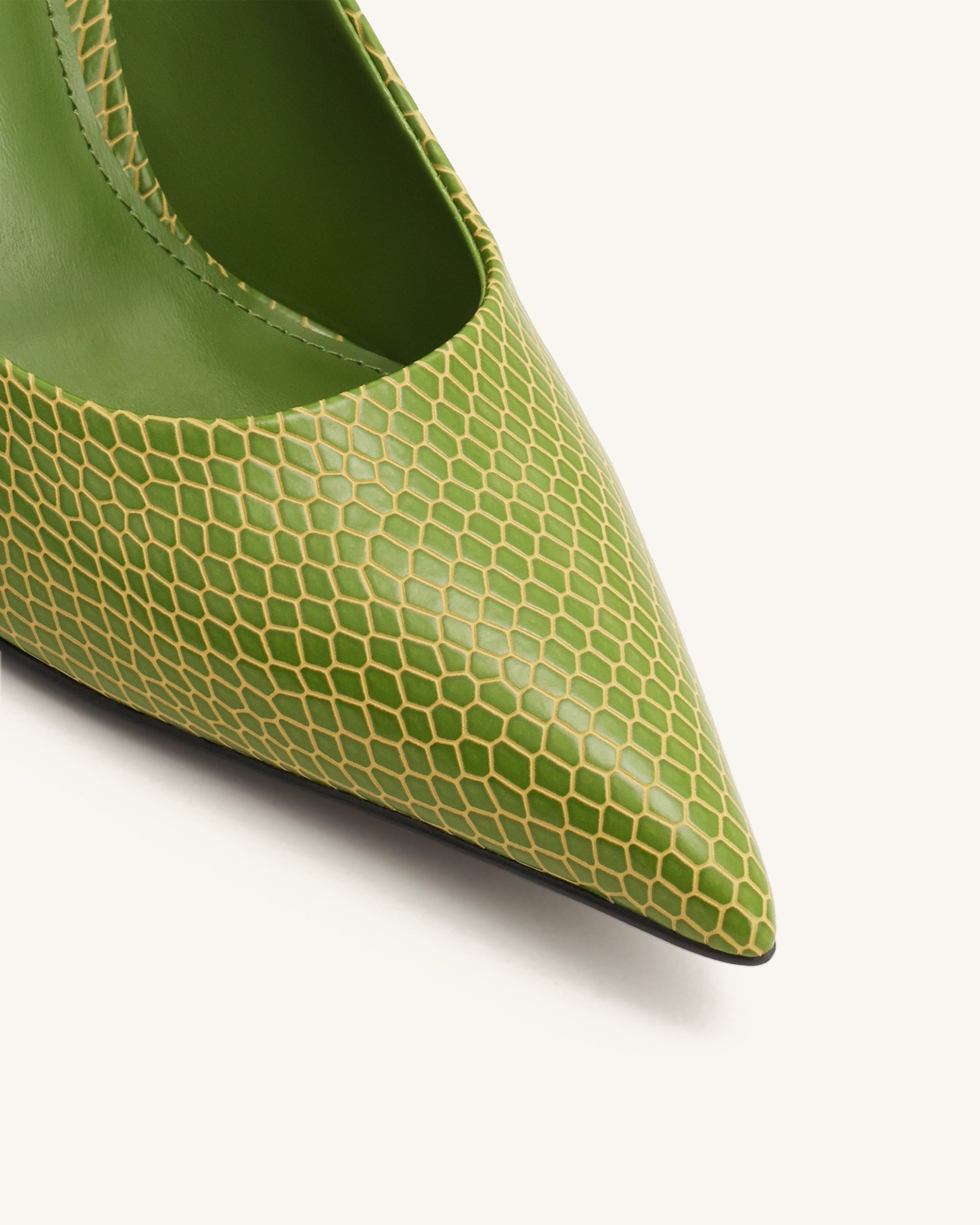 Thalina Snakeskin-Embossed Pumps - Green