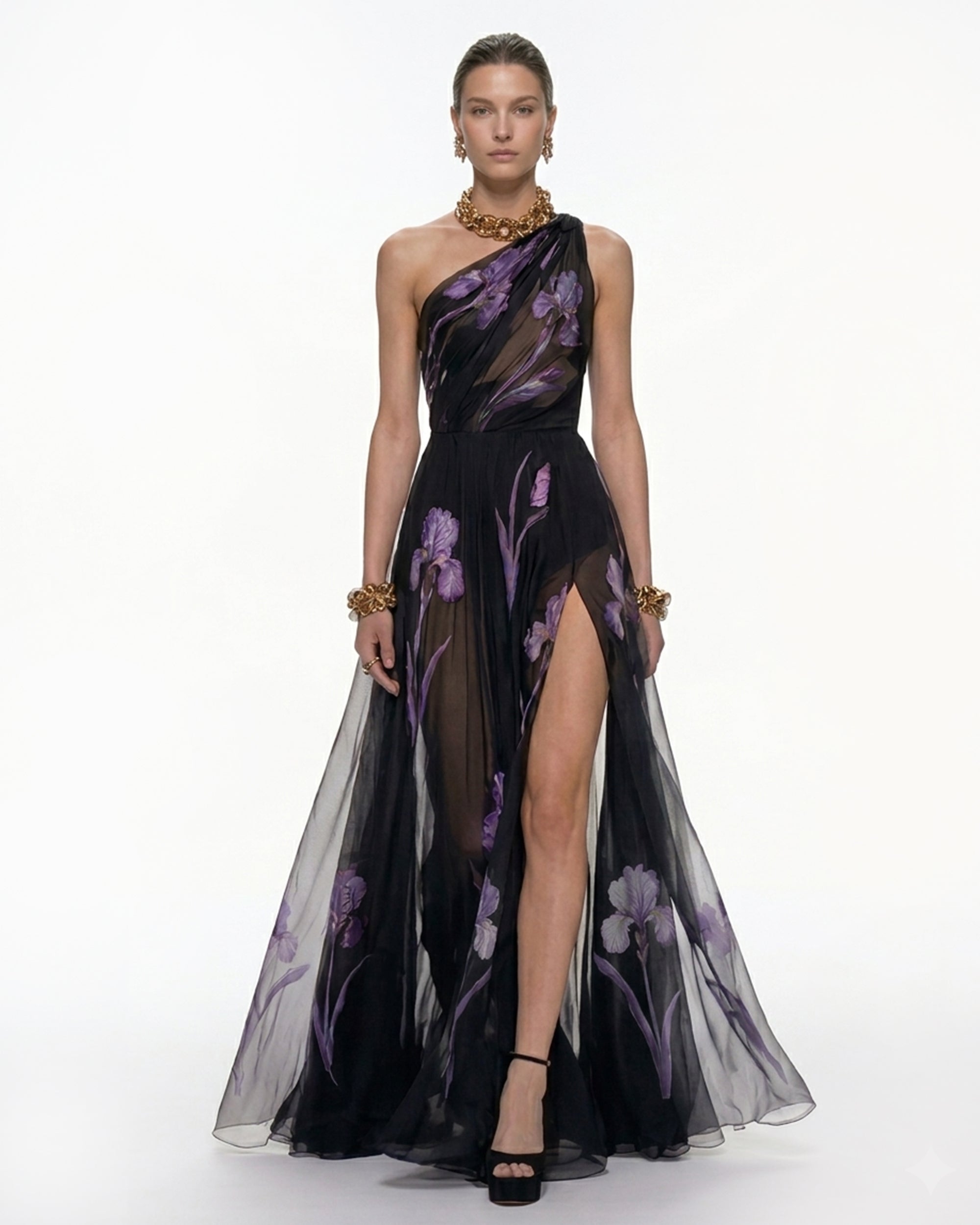 Floral One Shoulder Maxi Dress - Black | JW PEI Floral One Shoulder Maxi Dress - Black | JW PEI