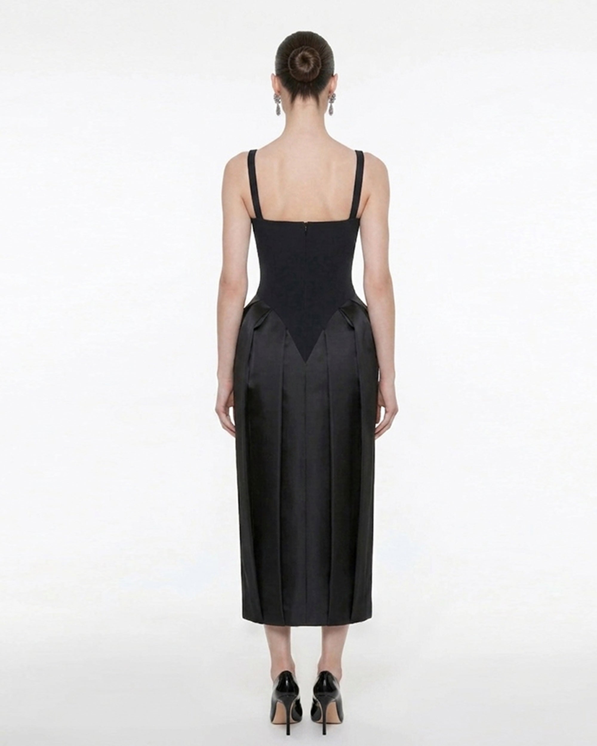 Square Neck Pannier Midi Dress - Black, 2 | US Square Neck Pannier Midi Dress - Black, 2 | US