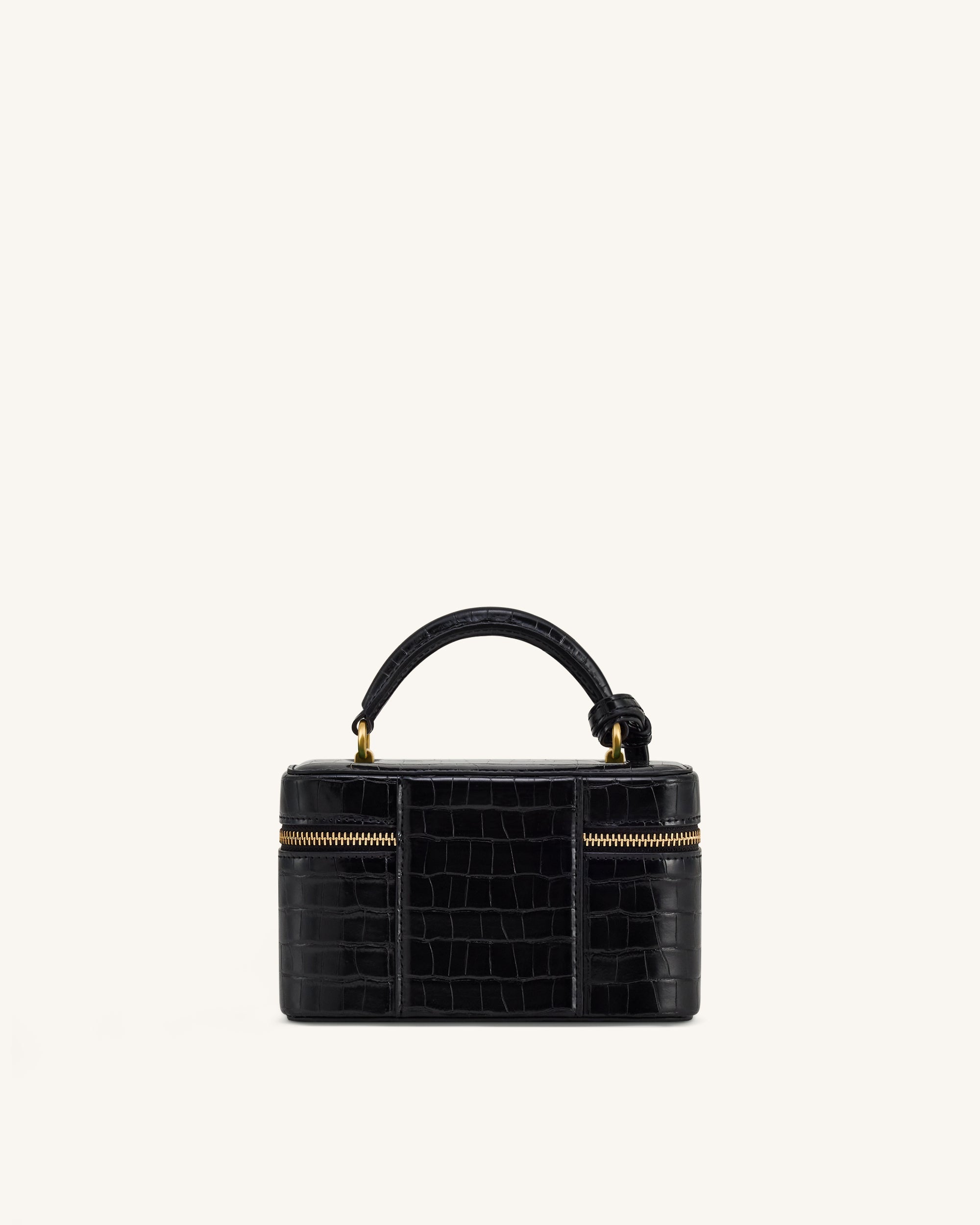 Cleo Box Shape Top Handle Bag - Black Croc | JW PEI