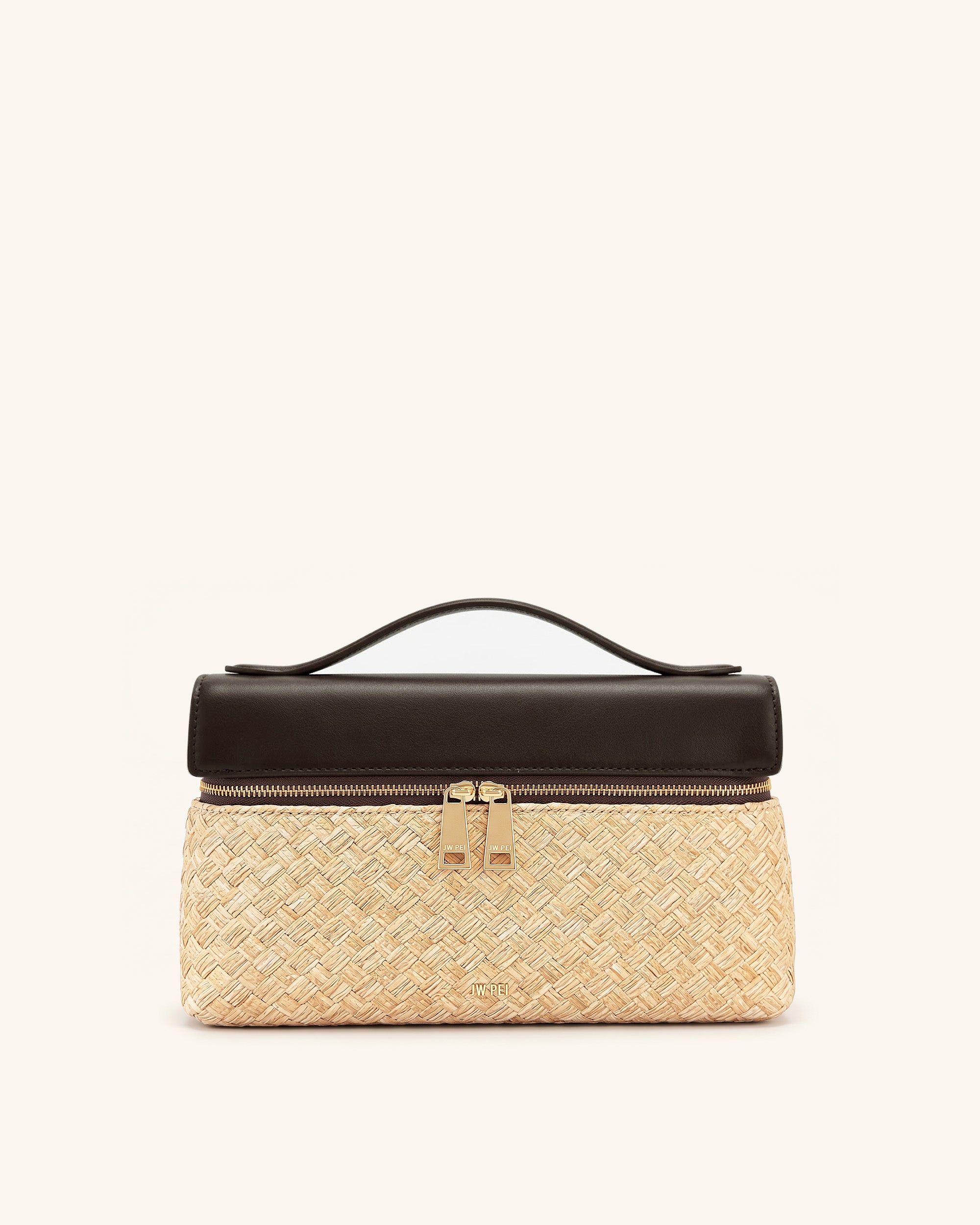 Thea Faux Straw Top Handle Bag - Brown | JW PEI