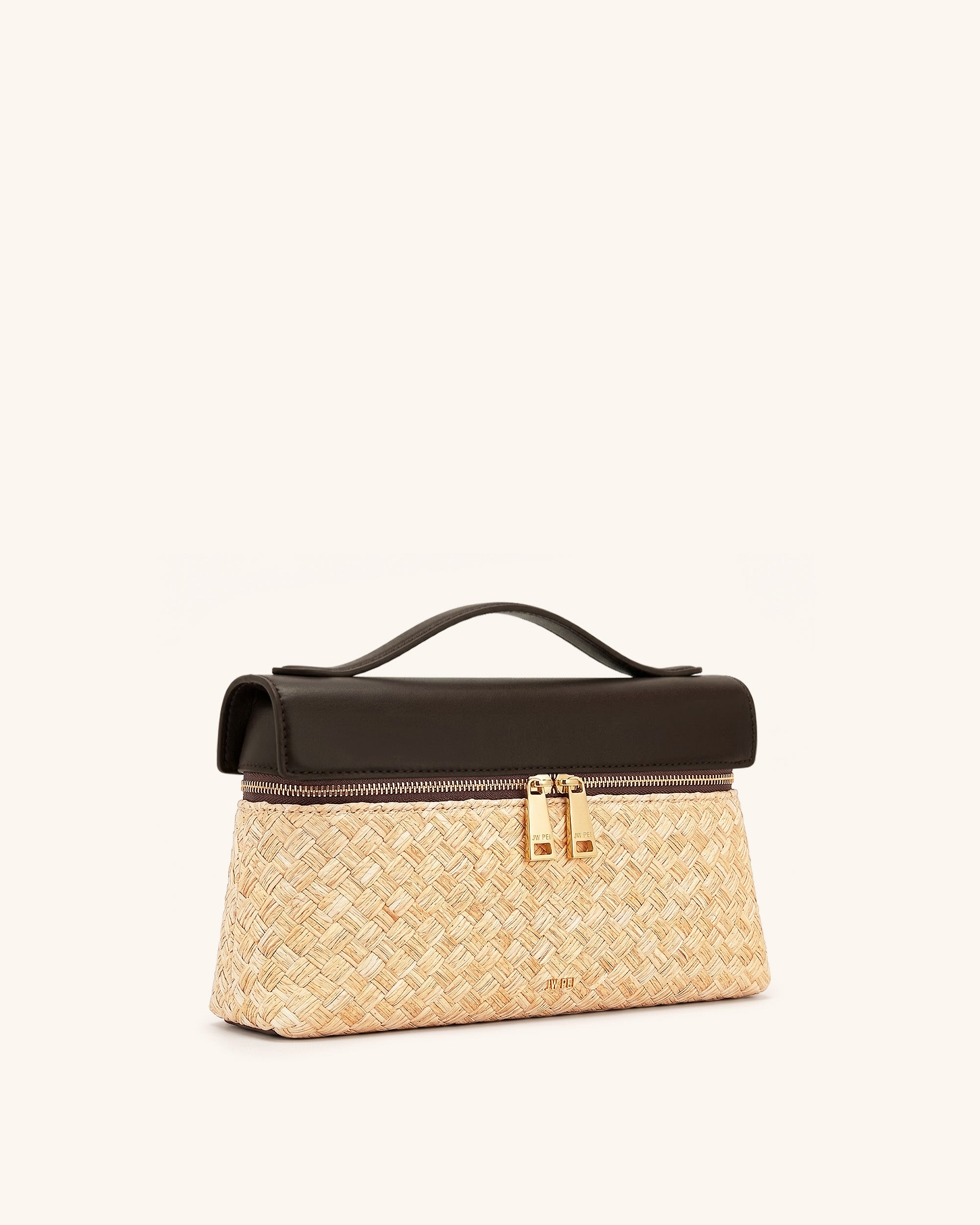 Thea Faux Straw Top Handle Bag - Brown | JW PEI
