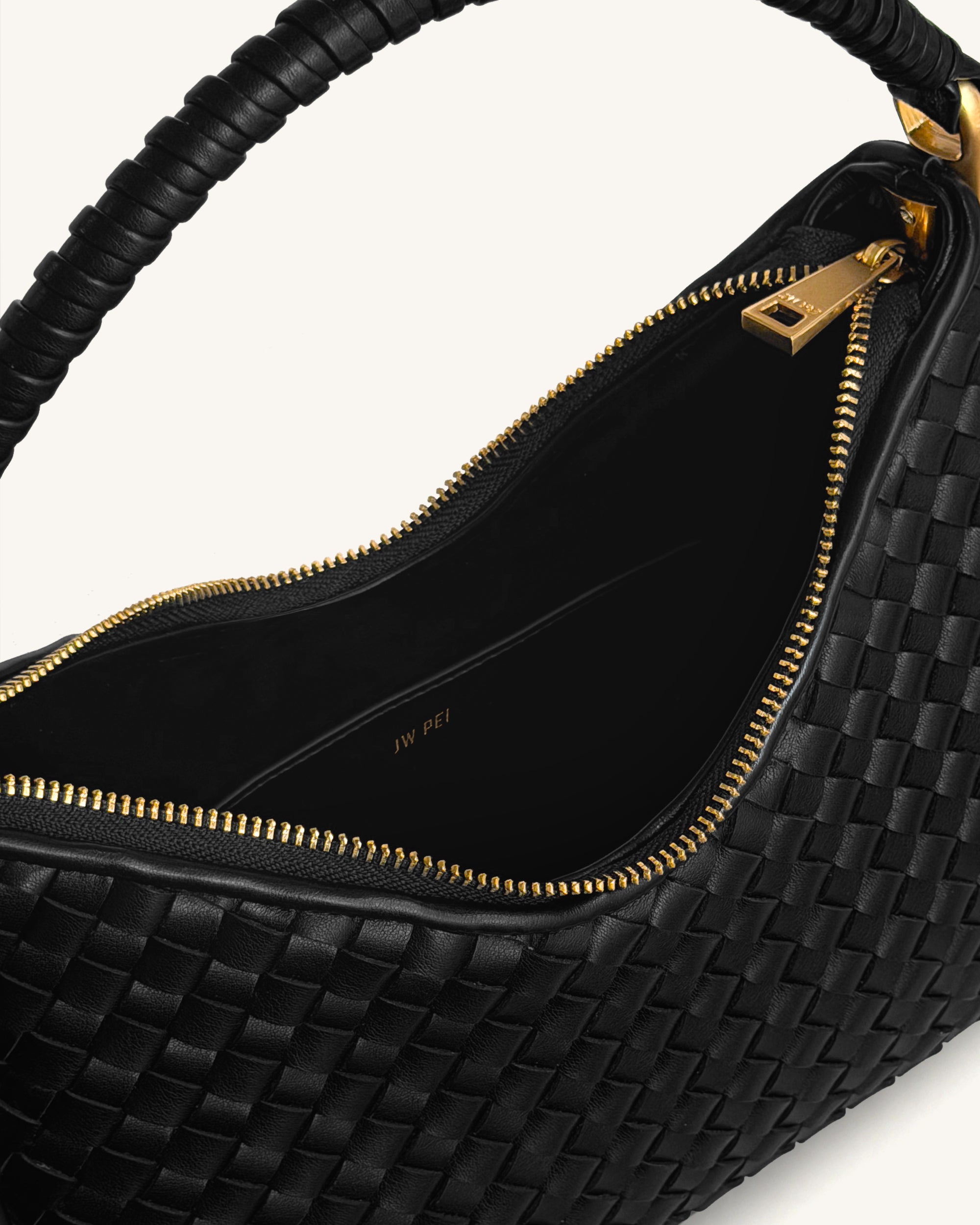 Lorena Woven Shoulder Bag - Black | JW PEI