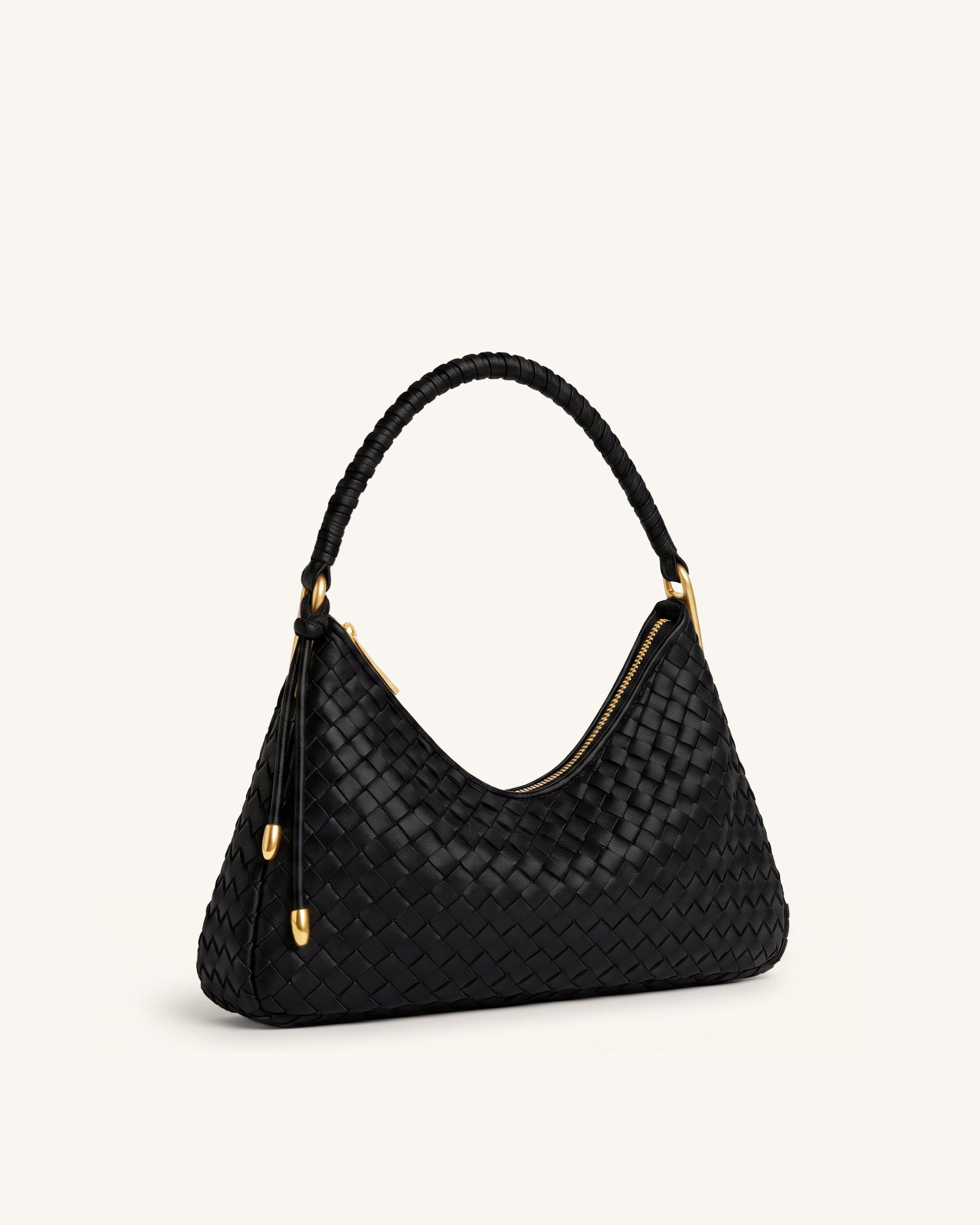 Lorena Woven Shoulder Bag - Black | JW PEI