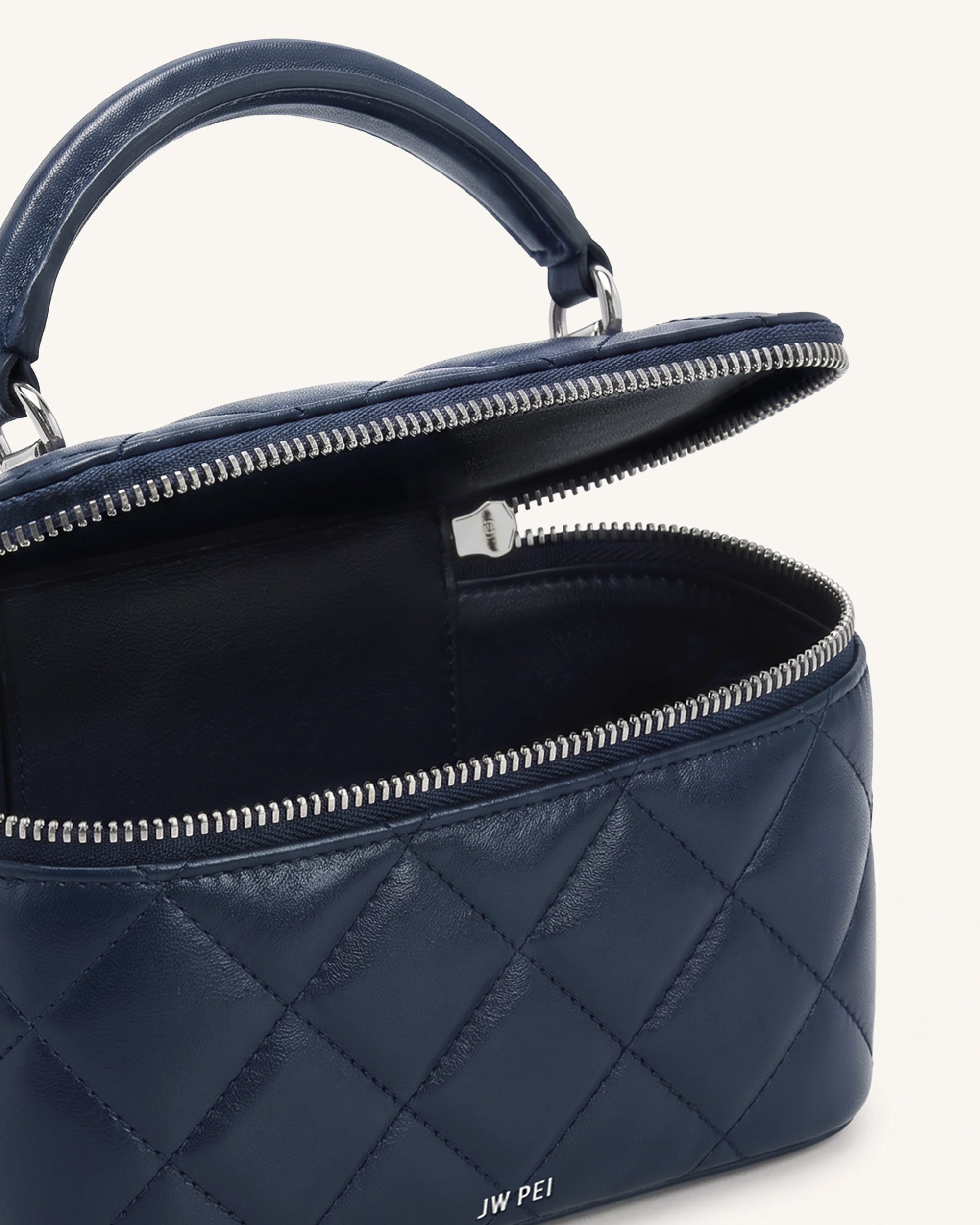 Vivienne Quilted Vanity Top Handle Bag - Navy | JW PEI