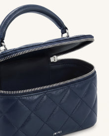 Vivienne Quilted Vanity Top Handle Bag - Navy