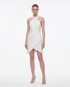 Cross Halter Asymmetric Mini Dress - Ivory