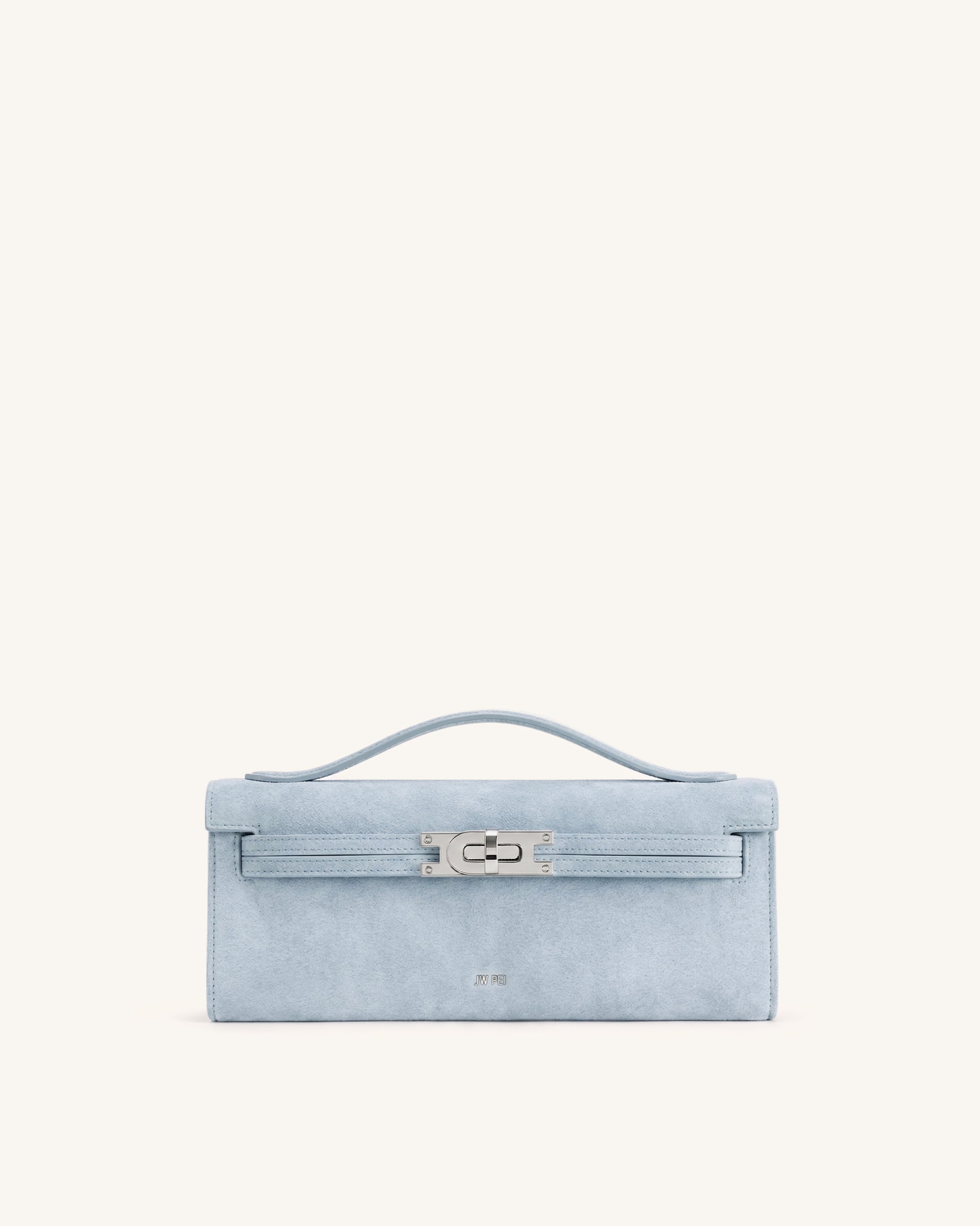 Bria Faux Suede Structured Top Handle Bag - Light Blue
